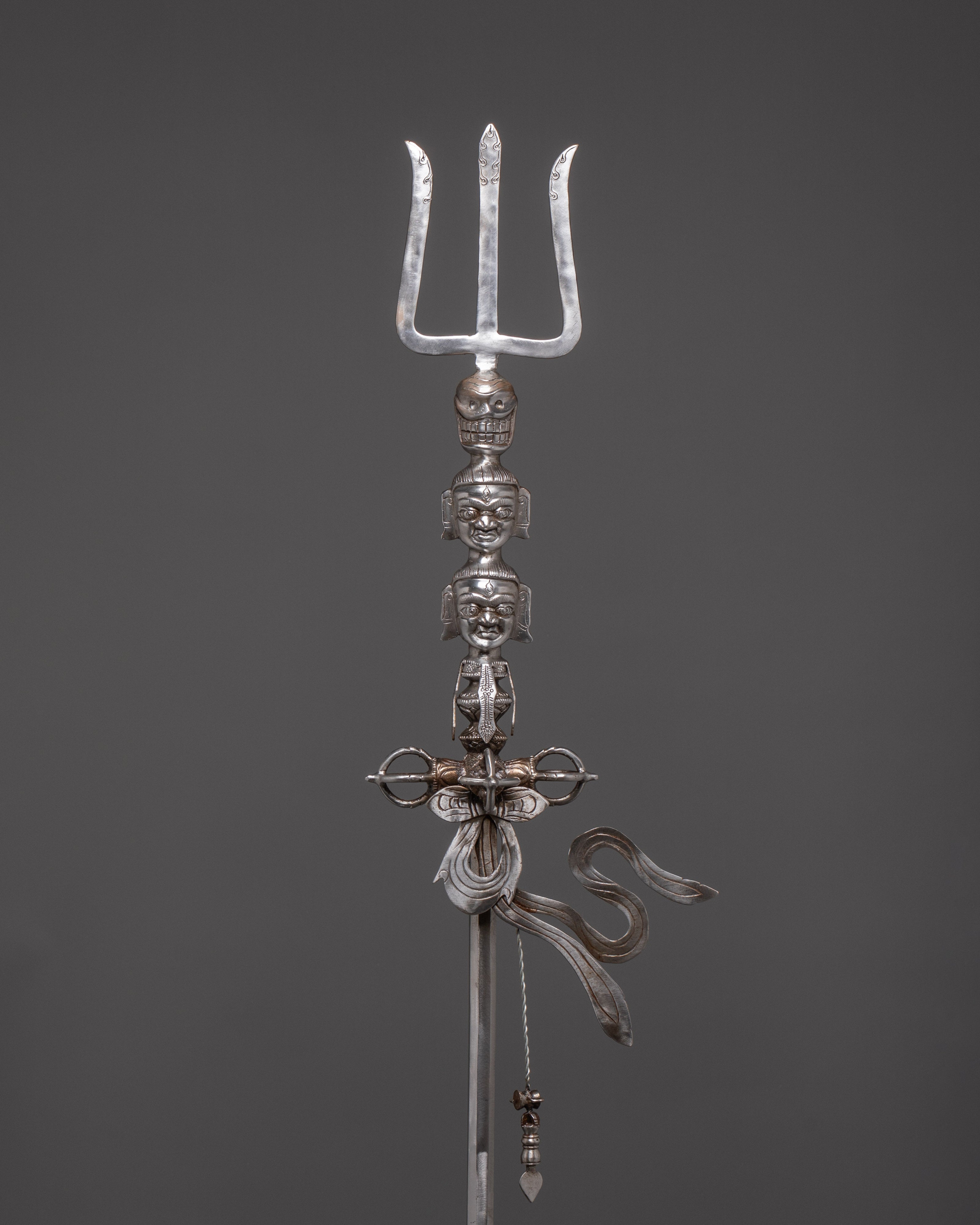 Traditional Tibetan Buddhist Khatvanga | Sacred Ritual Trident Staff