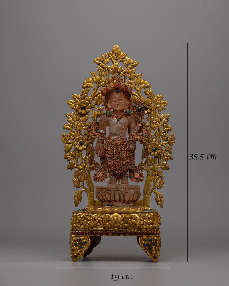 Crystal Standing Lokeshvara Statue | Buddhist Bodhisattva for Home Decor and Rituals