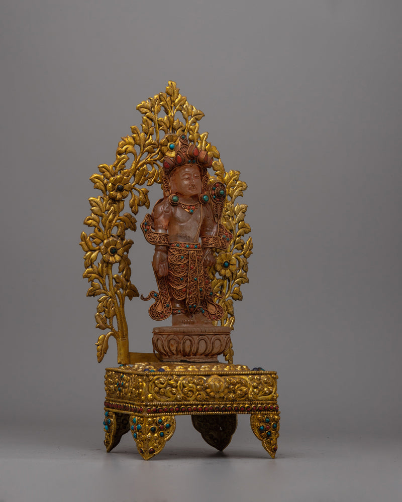 Crystal Standing Lokeshvara Statue | Buddhist Bodhisattva for Home Decor and Rituals