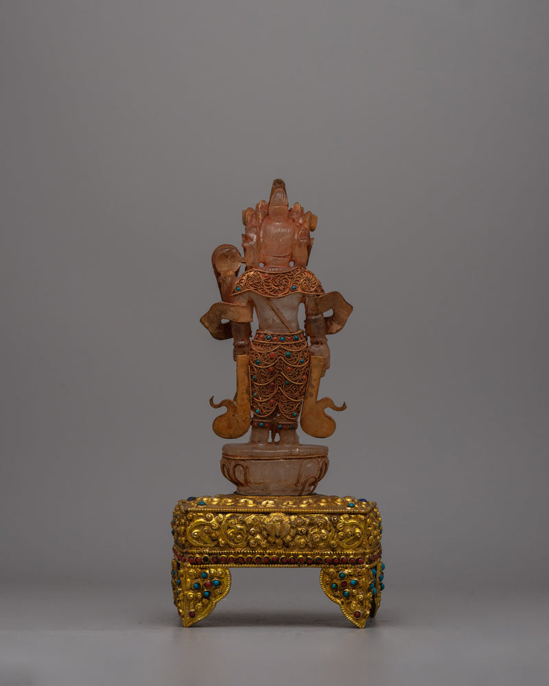 Crystal Standing Lokeshvara Statue | Buddhist Bodhisattva for Home Decor and Rituals