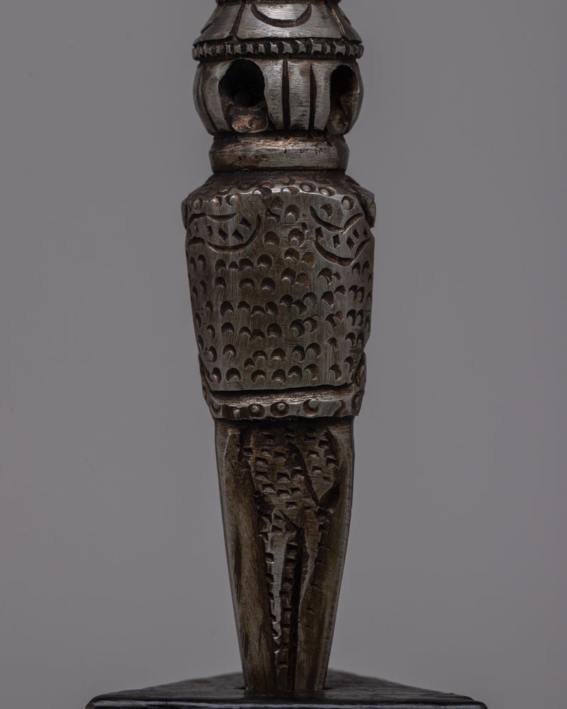 Phurba and Stand | Hand-carved Iron Phurba Dagger Kila for Home Decor