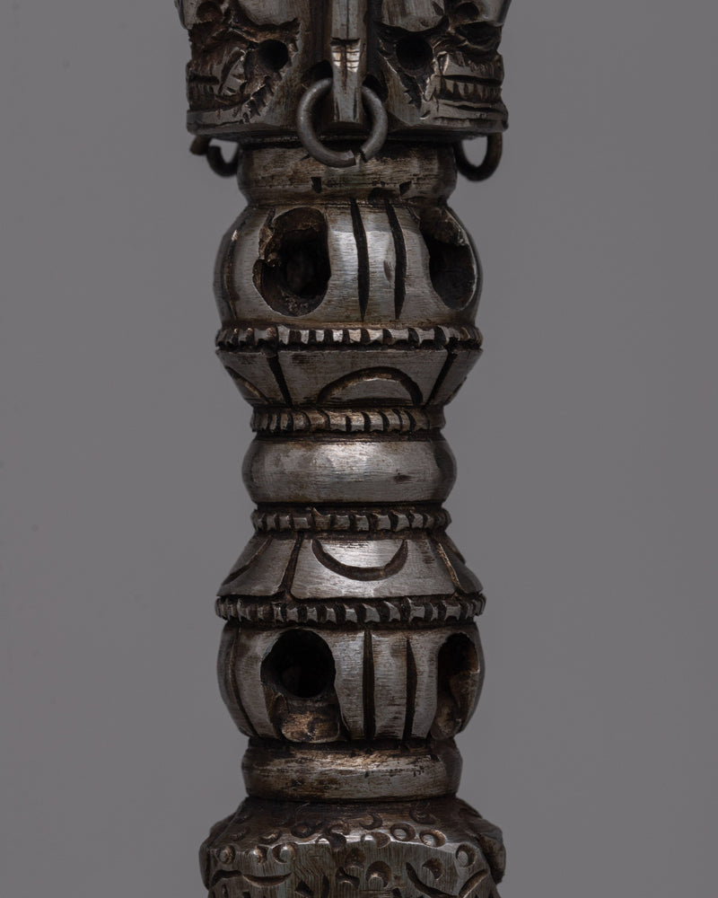 Phurba and Stand | Hand-carved Iron Phurba Dagger Kila for Home Decor