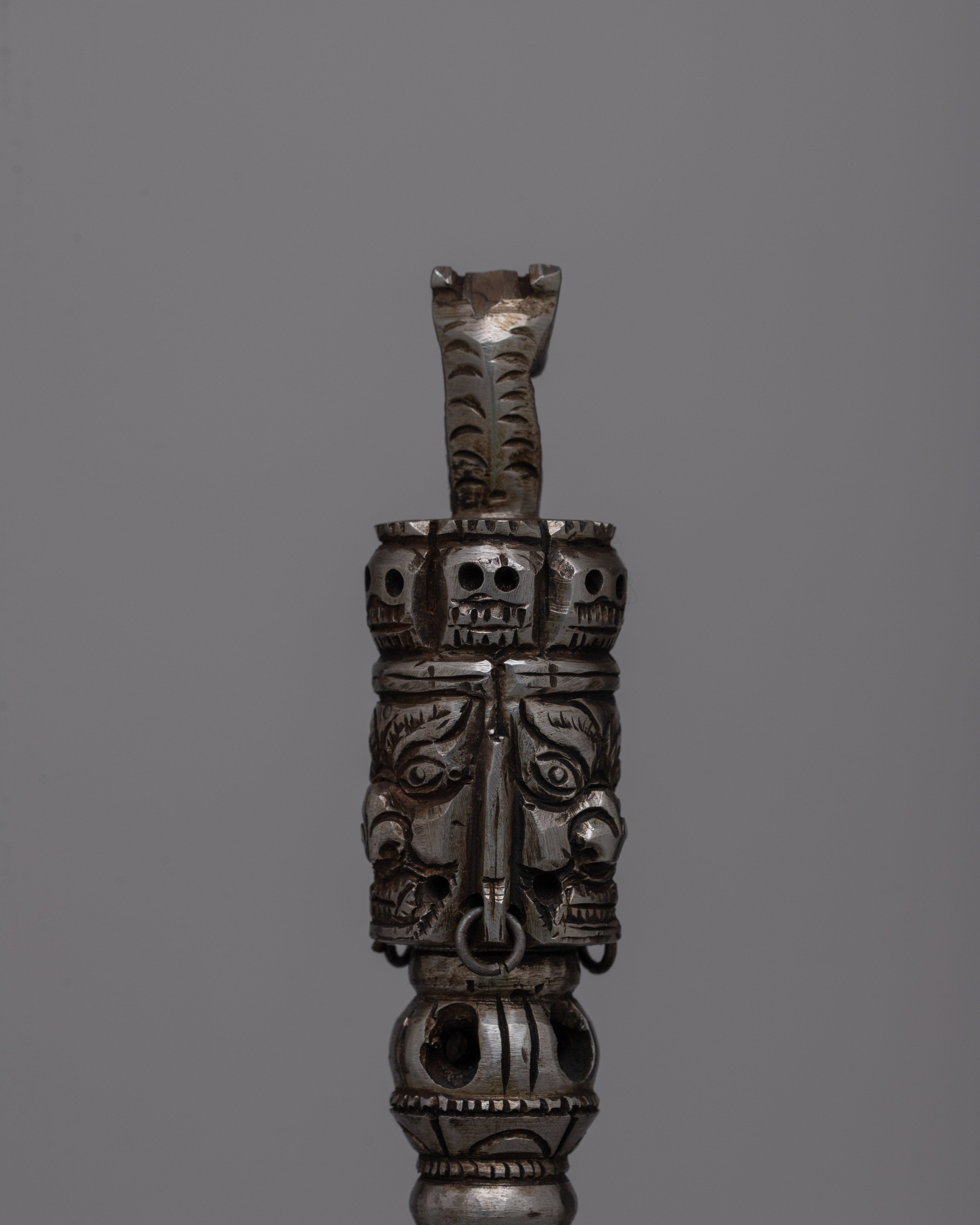 Phurba and Stand | Hand-carved Iron Phurba Dagger Kila for Home Decor