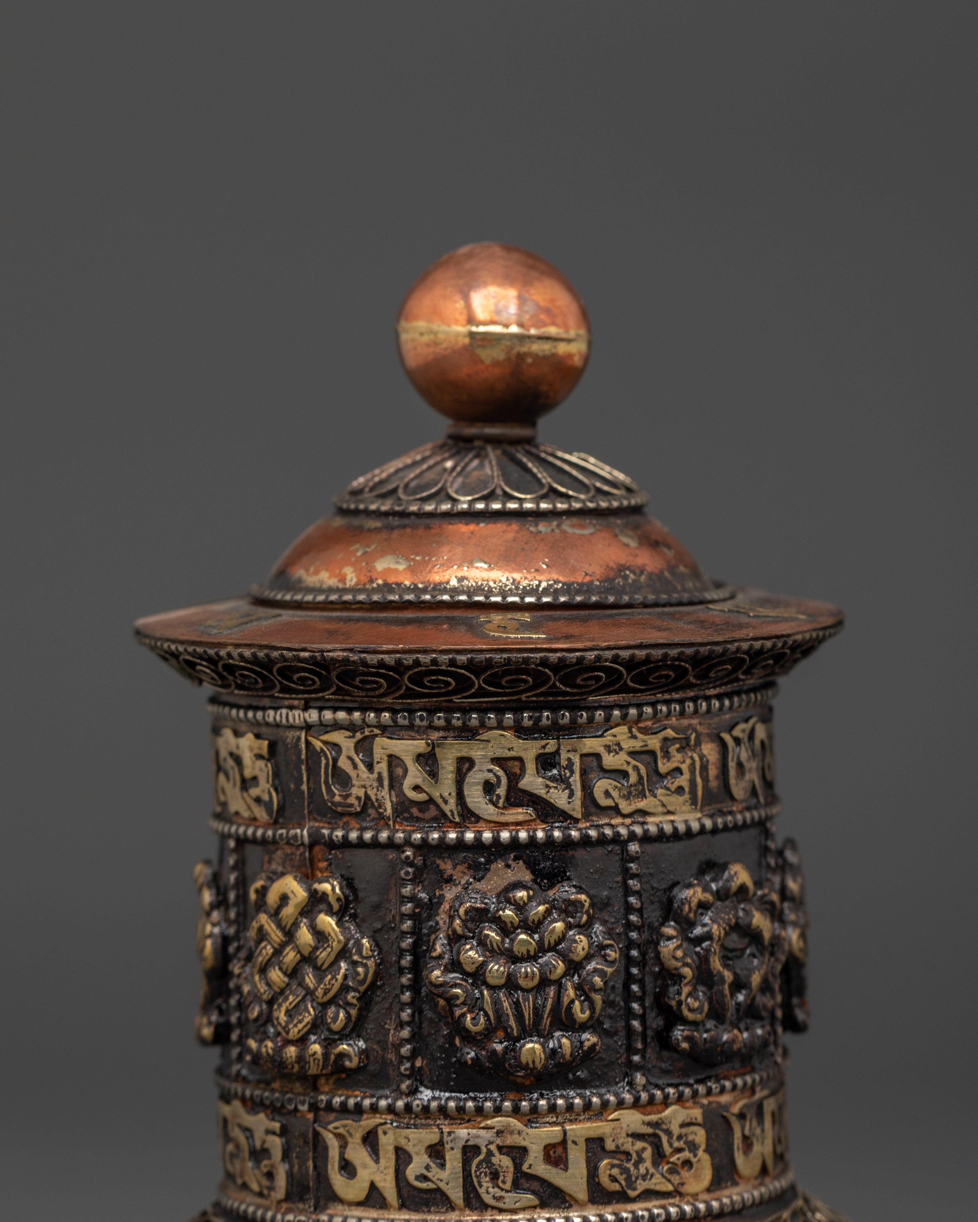 Traditional Himalayan Prayer Wheel | Eight Auspicious Symbols Wheel