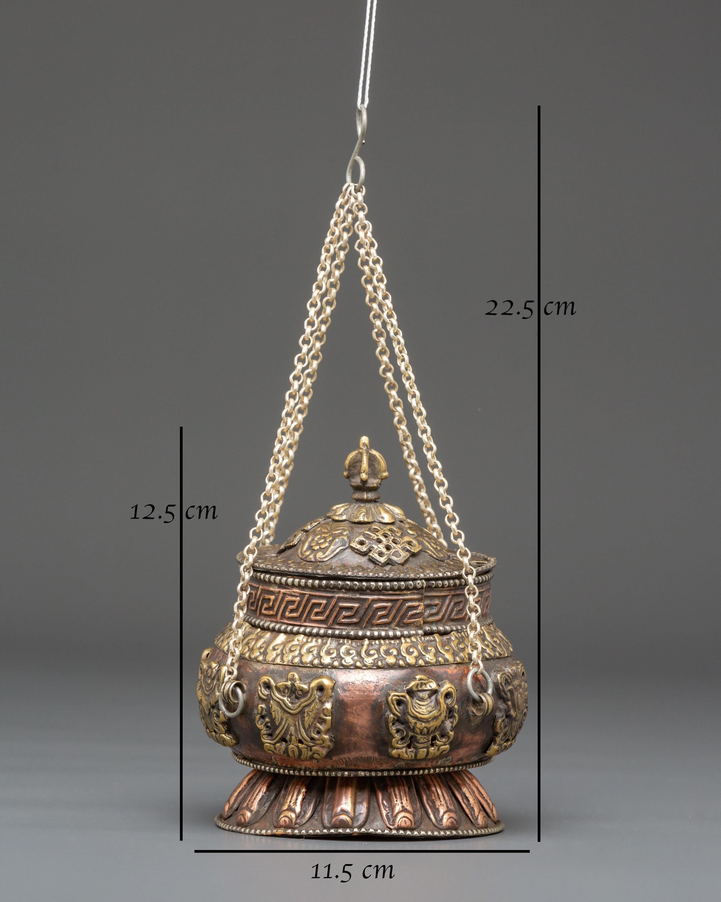 Sacred Incense Burner For Buddhist Rituals | Tibetan Ritual Copper Brass Decor