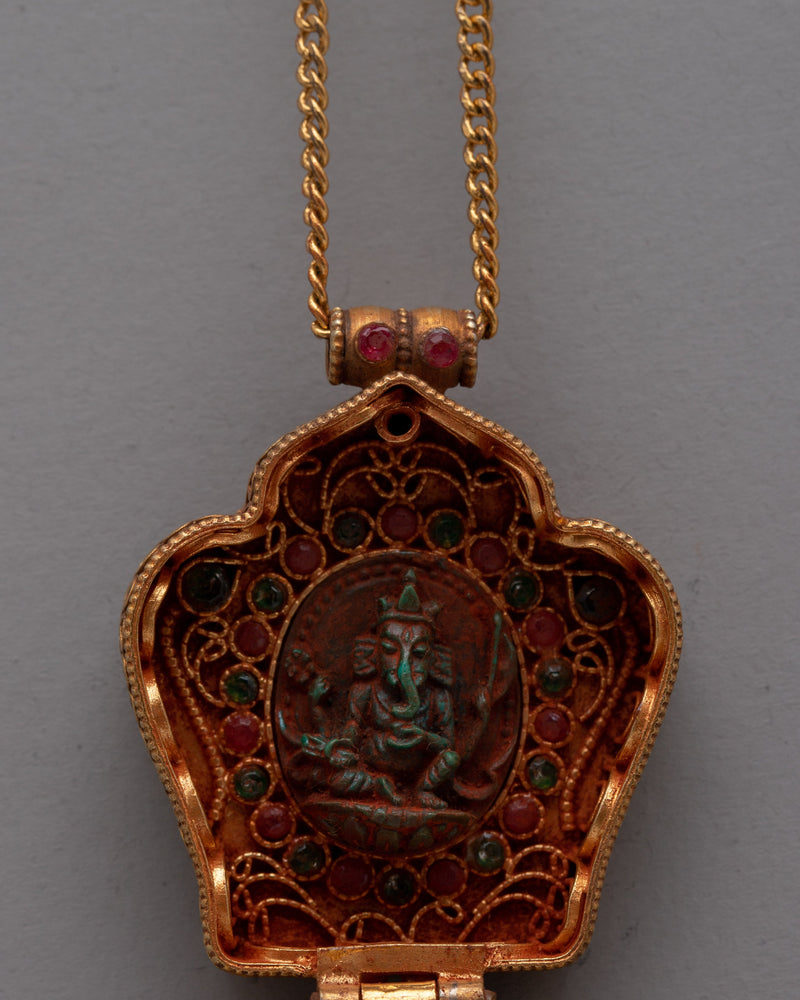 Lord Ganesh Ghau Locket | Spiritual Amulet Infusing Wisdom, Prosperity, and Protection