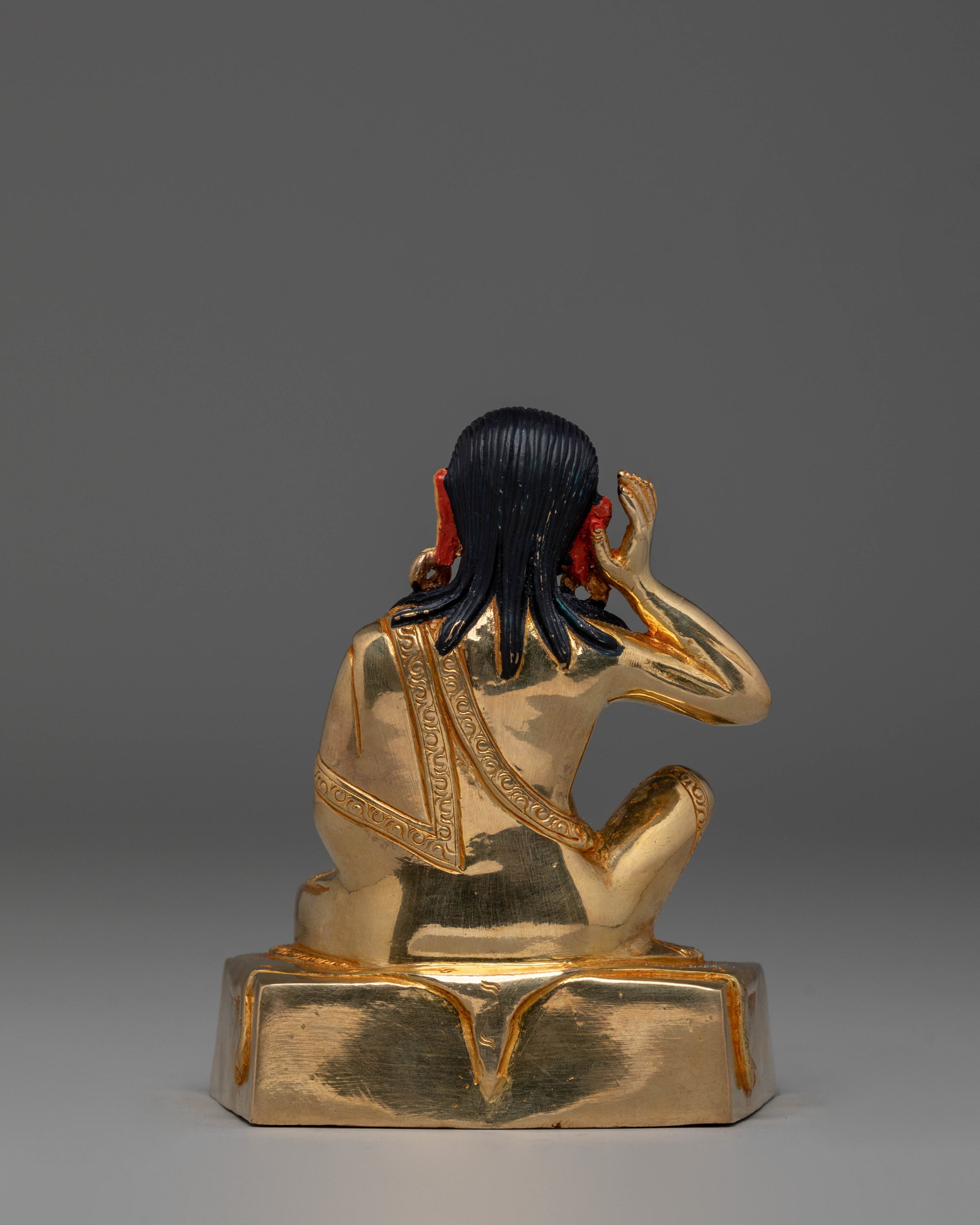 Sacred Milarepa Meditation Statue | Gold Plated Copper Figurine