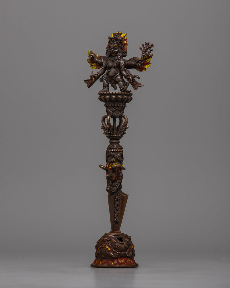 Mahakala Phurba with Stand | Authentic Buddhist Winged Deity With Spiritual Dagger Charm