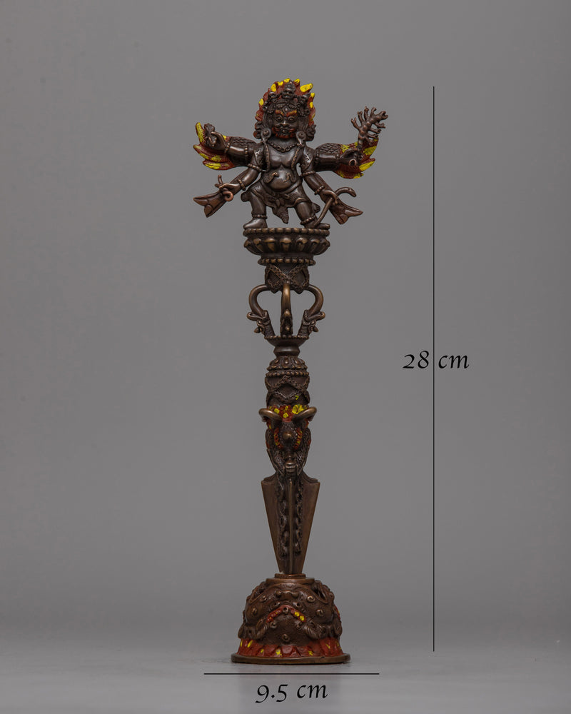 Mahakala Phurba with Stand | Authentic Buddhist Winged Deity With Spiritual Dagger Charm