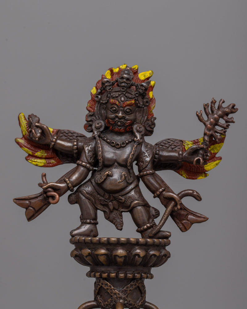 Mahakala Phurba with Stand | Authentic Buddhist Winged Deity With Spiritual Dagger Charm