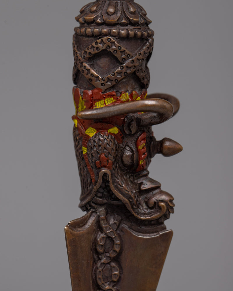 Mahakala Phurba with Stand | Authentic Buddhist Winged Deity With Spiritual Dagger Charm