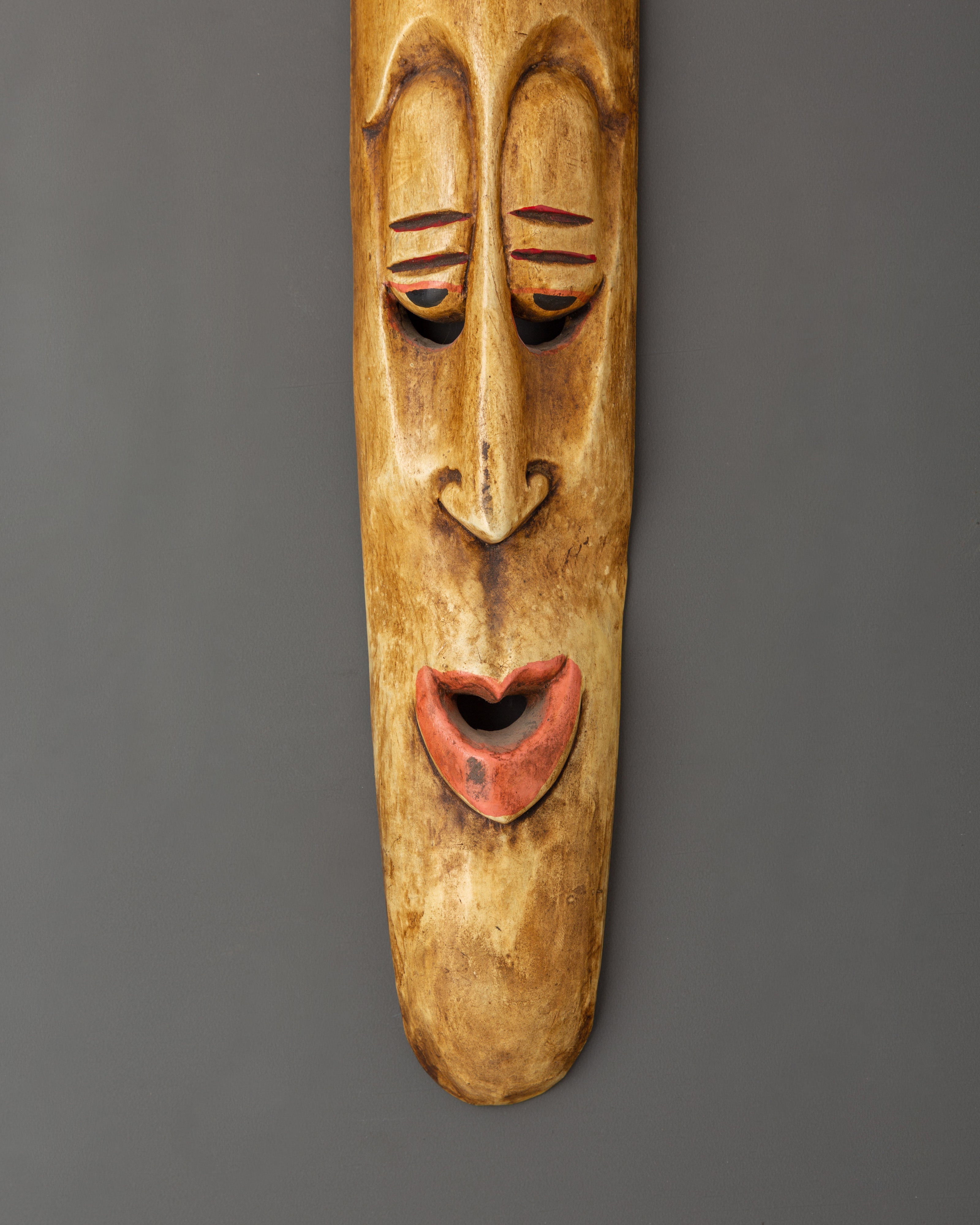 Hand-Carved Wooden Tribal Mask Wall Hanging | Ethnic Face Art in Acrylic