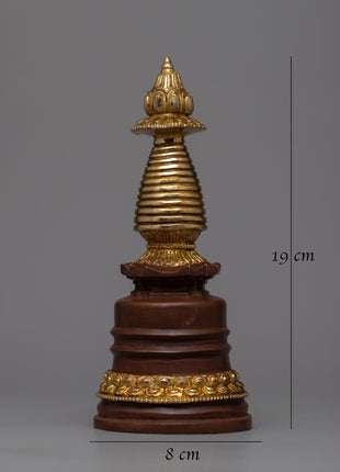 Stupa Tibetan Relic Shrine Decor | Sacred Relic Holder of Buddhist Symbolism and Rituals