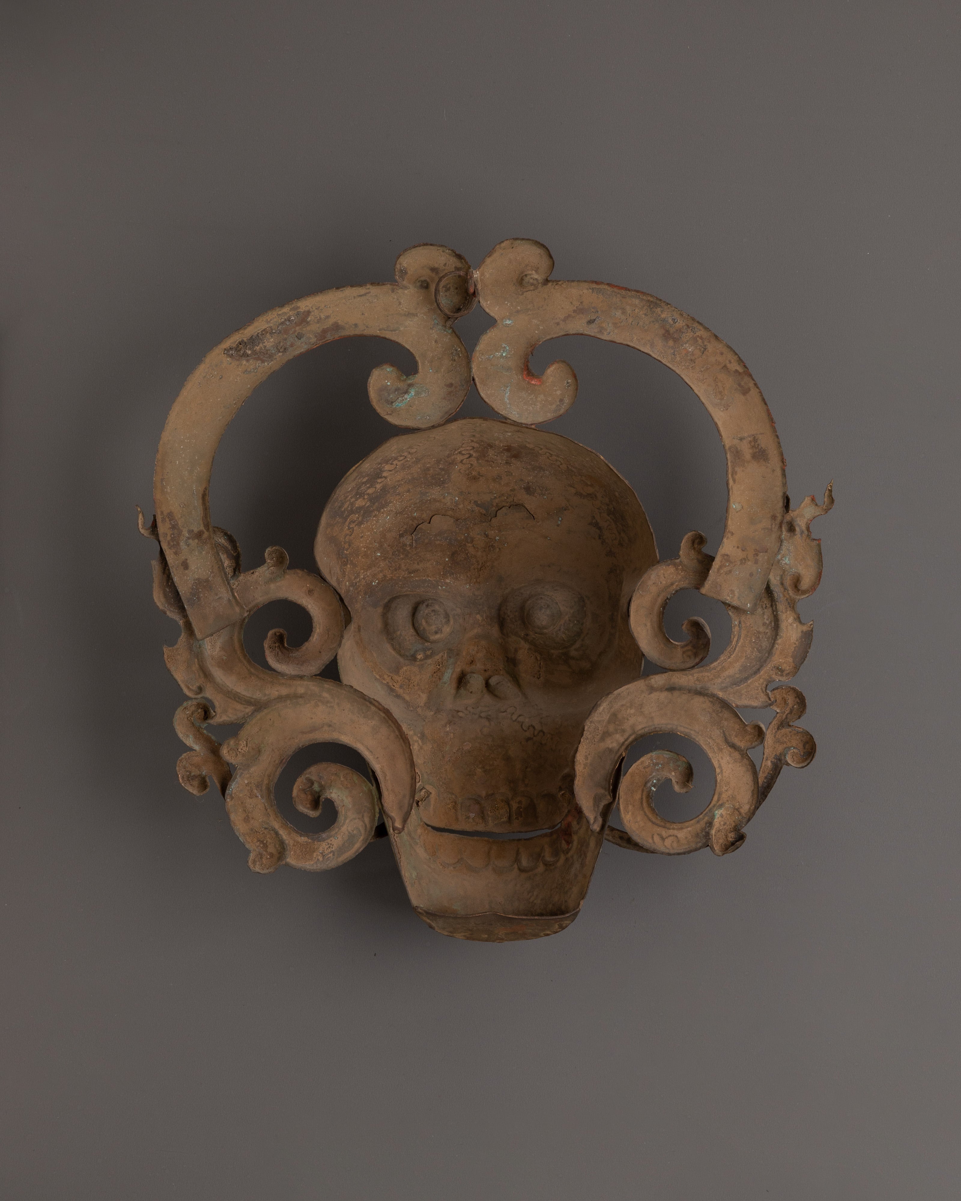 Gothic Wall Hanging | Skull Decor in Gold-Plated Copper