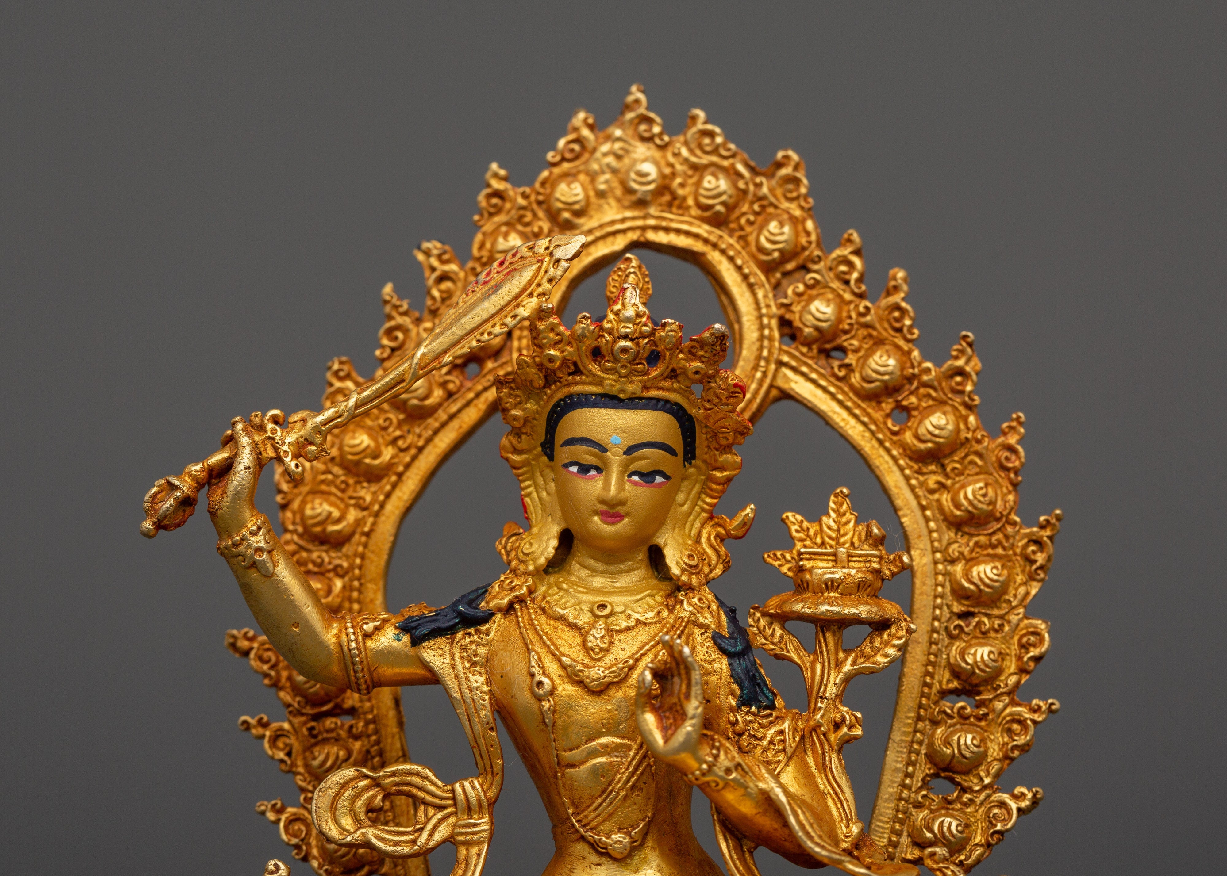 Manjushri Buddhist Wisdom Deity Statue | Ideal for Buddhist Altar and Zen Artwork