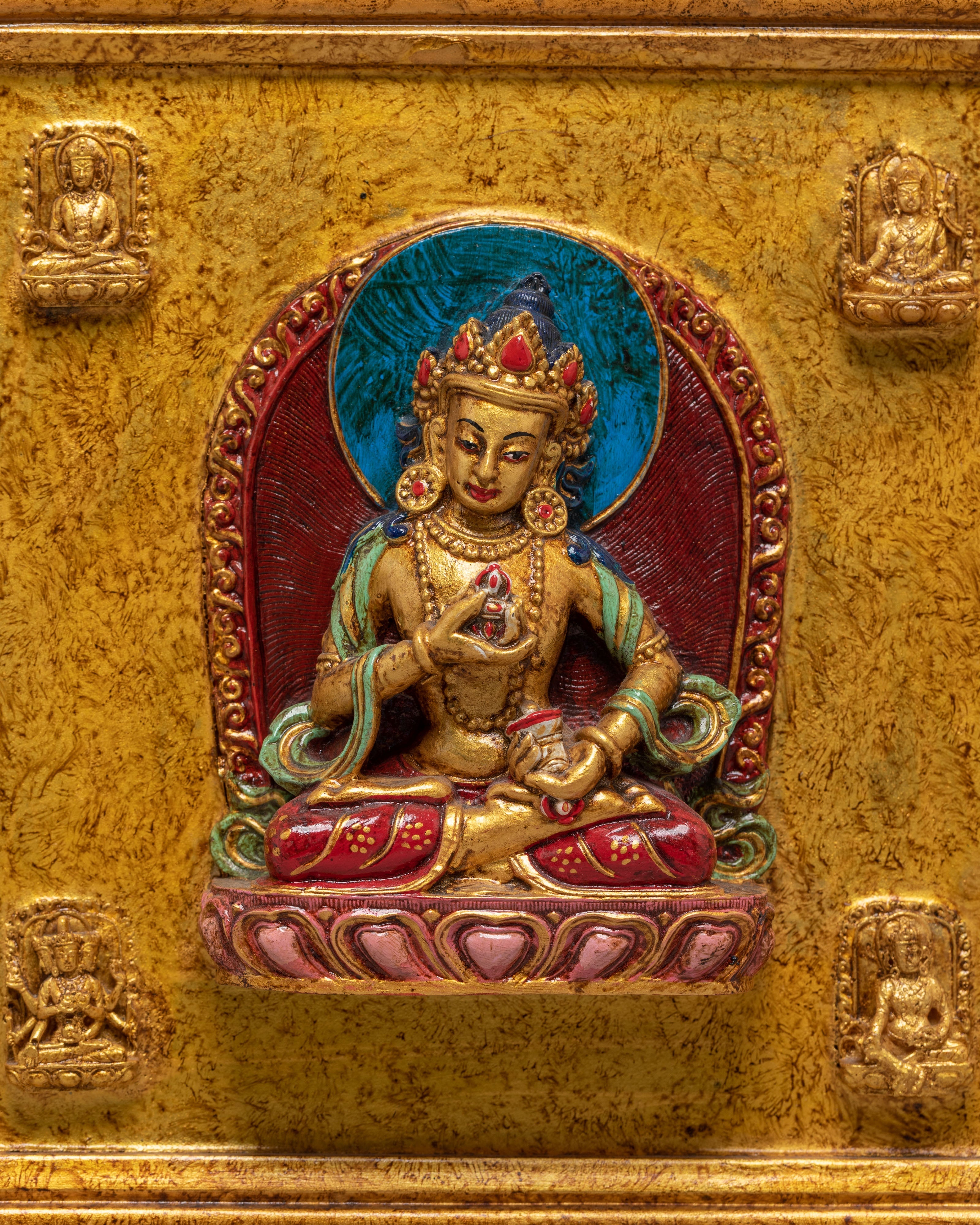 Handmade Buddhist Deity Relief Wall Hanging | Tibetan Stone Dust Wall Hanging
