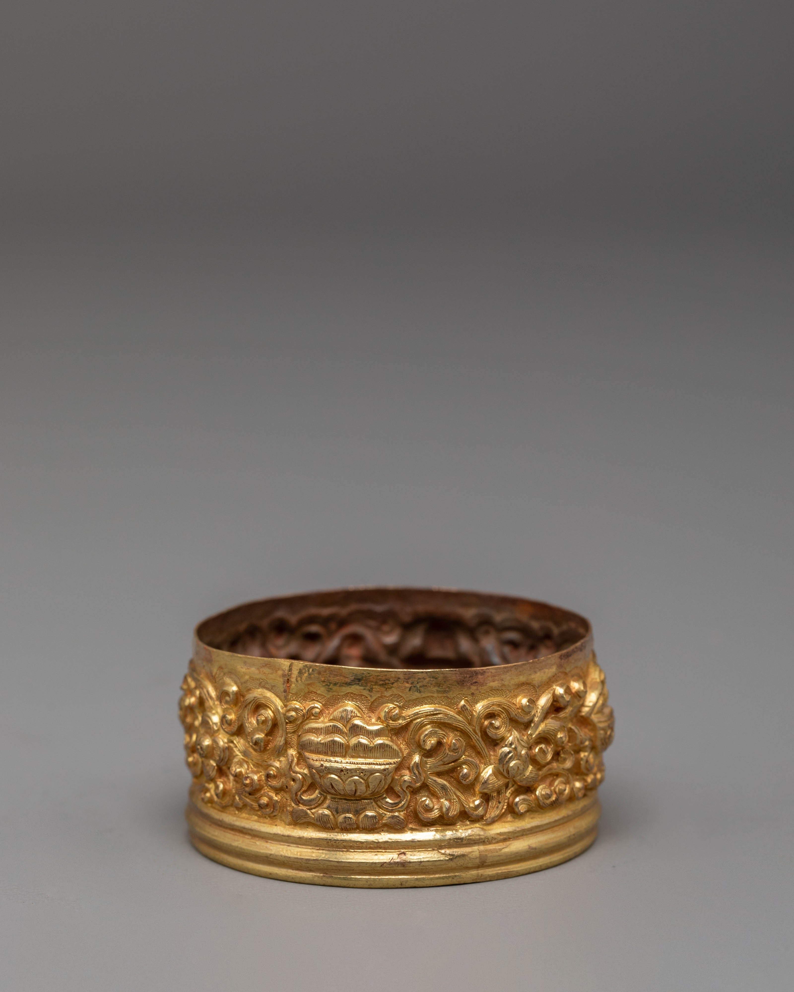 Handmade Golden Decorative Rice Pot | Copper Body with Fire Gold Plating