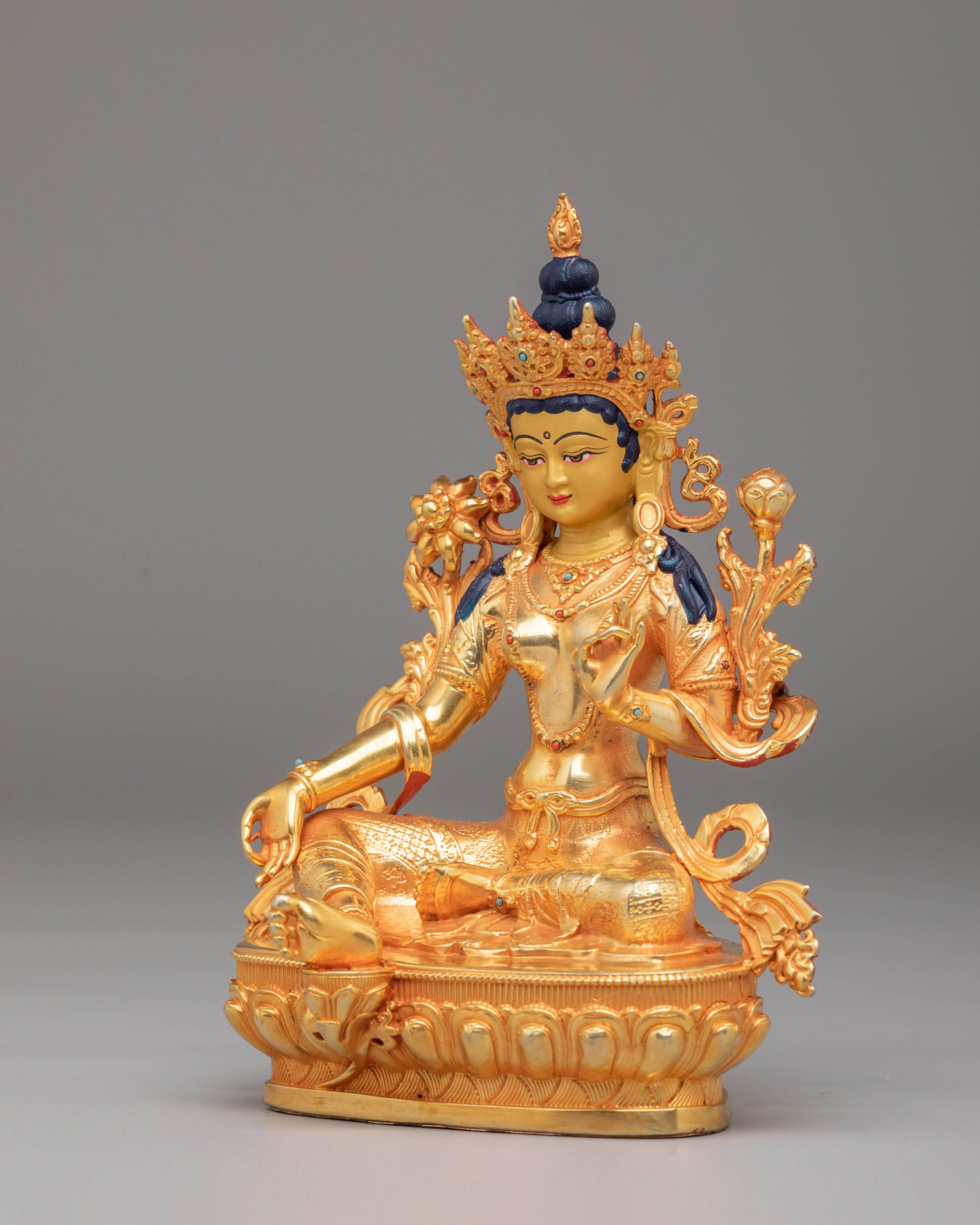 Green Tara Meditation Statue | Tibetan Goddess of Compassion & Protection