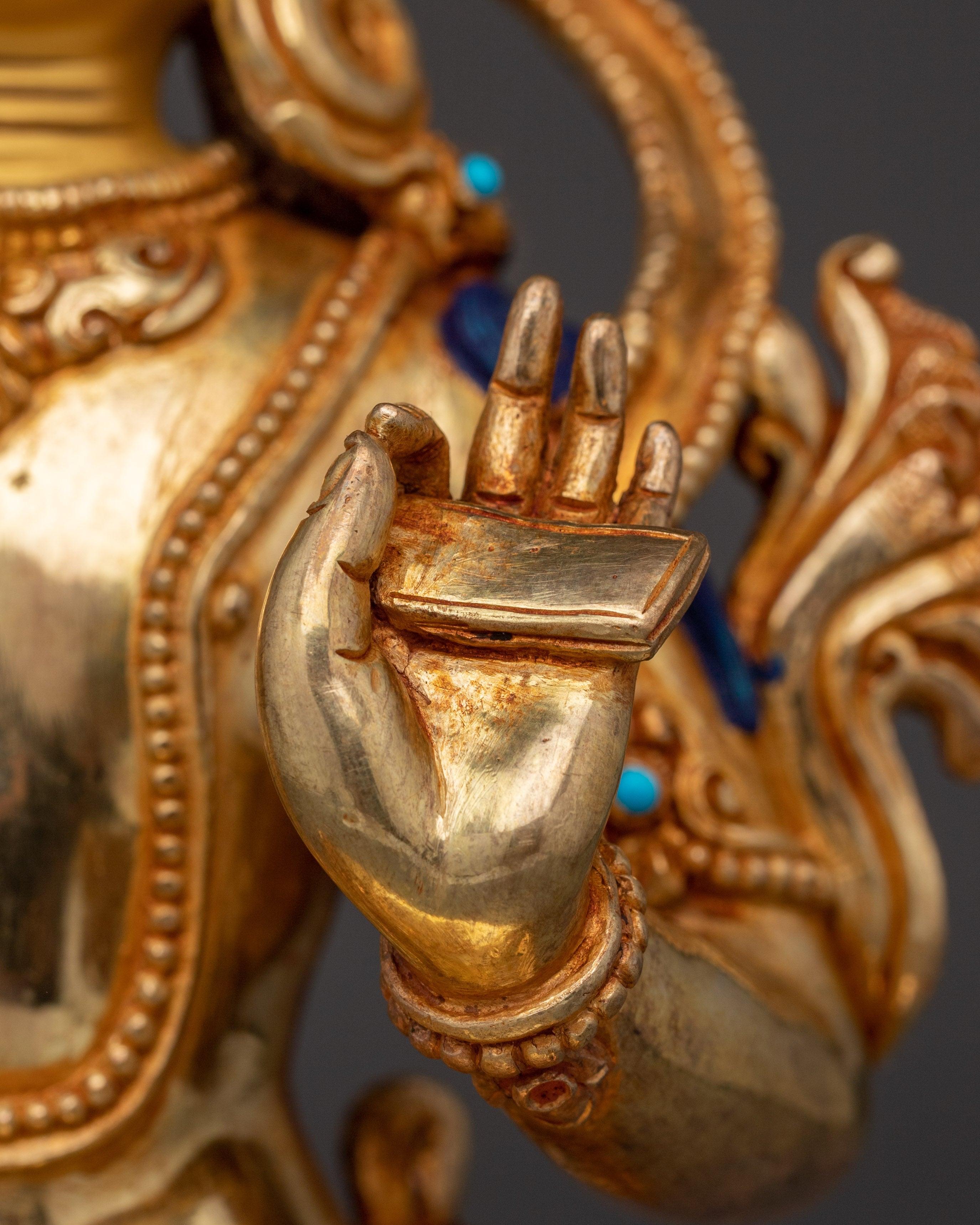 Gold Gilded Copper Wisdom Manjushri Statue | Meditation and Shrine Decor