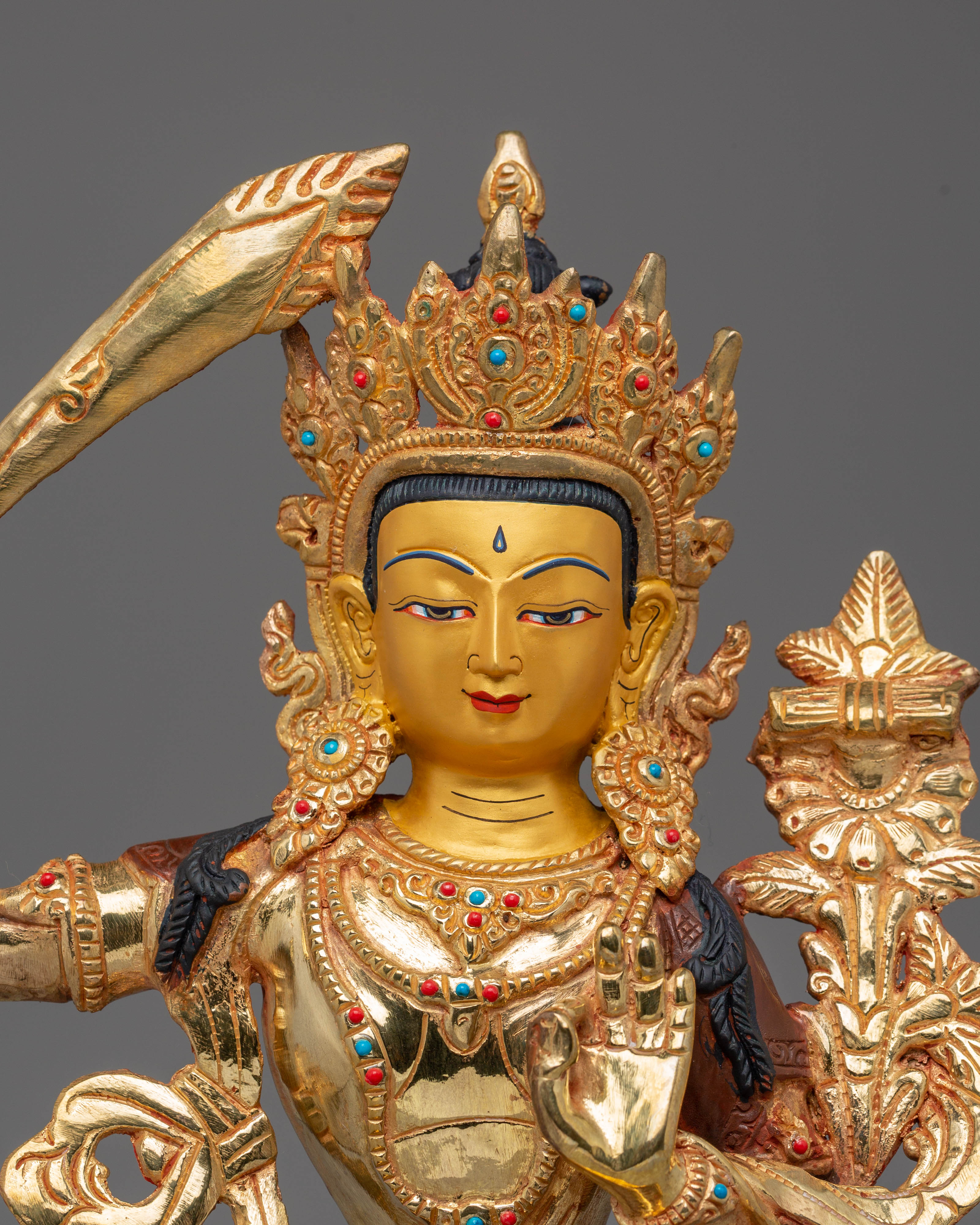 Wisdom Deity Manjushri Handmade Statue | Tibetan Himalayan Artwork