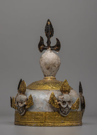 Handcrafted Ritual Iron Skull Crown | Sacred Symbol of Transformation in Tantric Buddhism