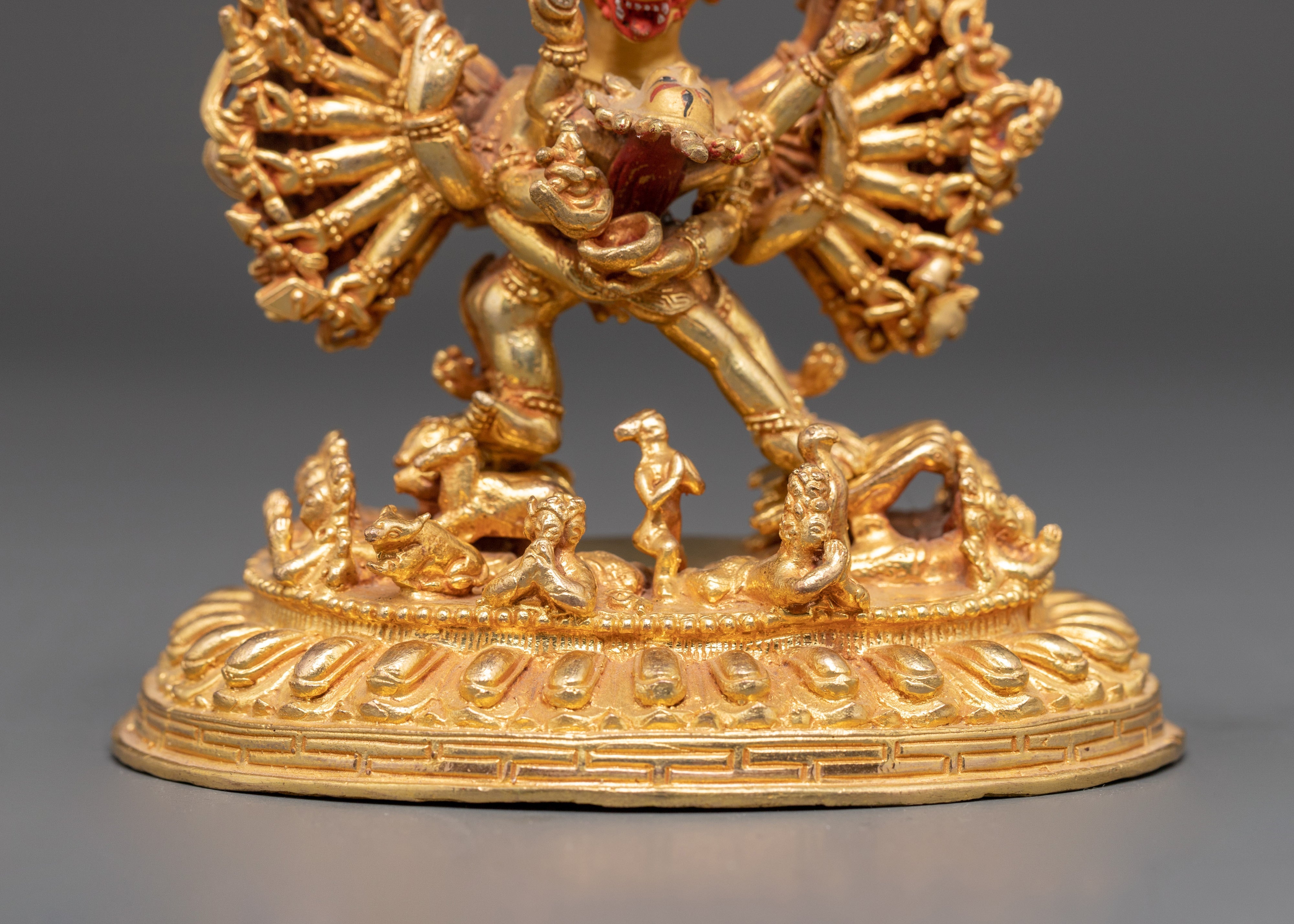 Yamantaka Gold Plated Statue | Tibetan Buddhist Deity Sculpture