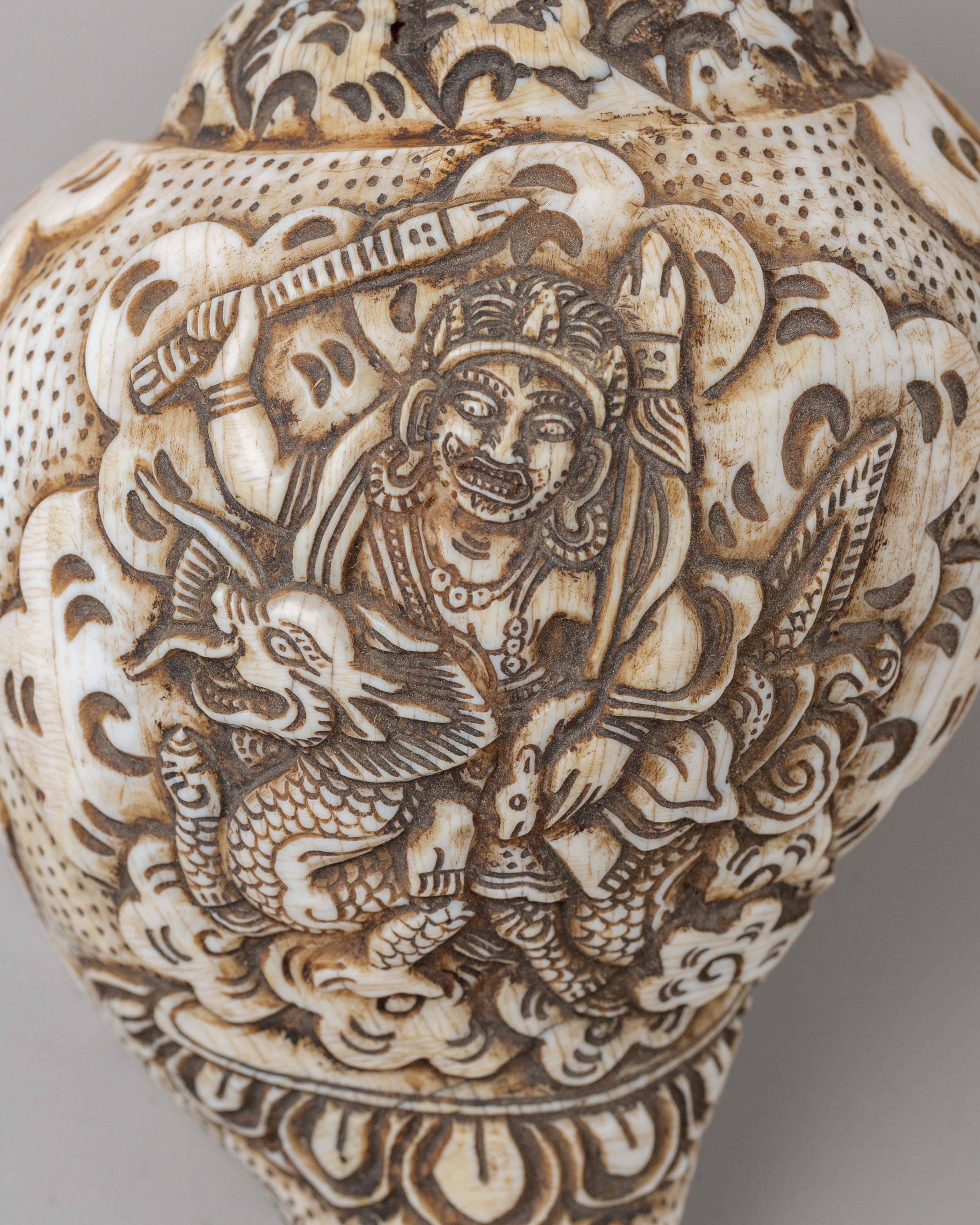 White Dzambhala Ritual Conch | Handcrafted Buddhist Sacred Art