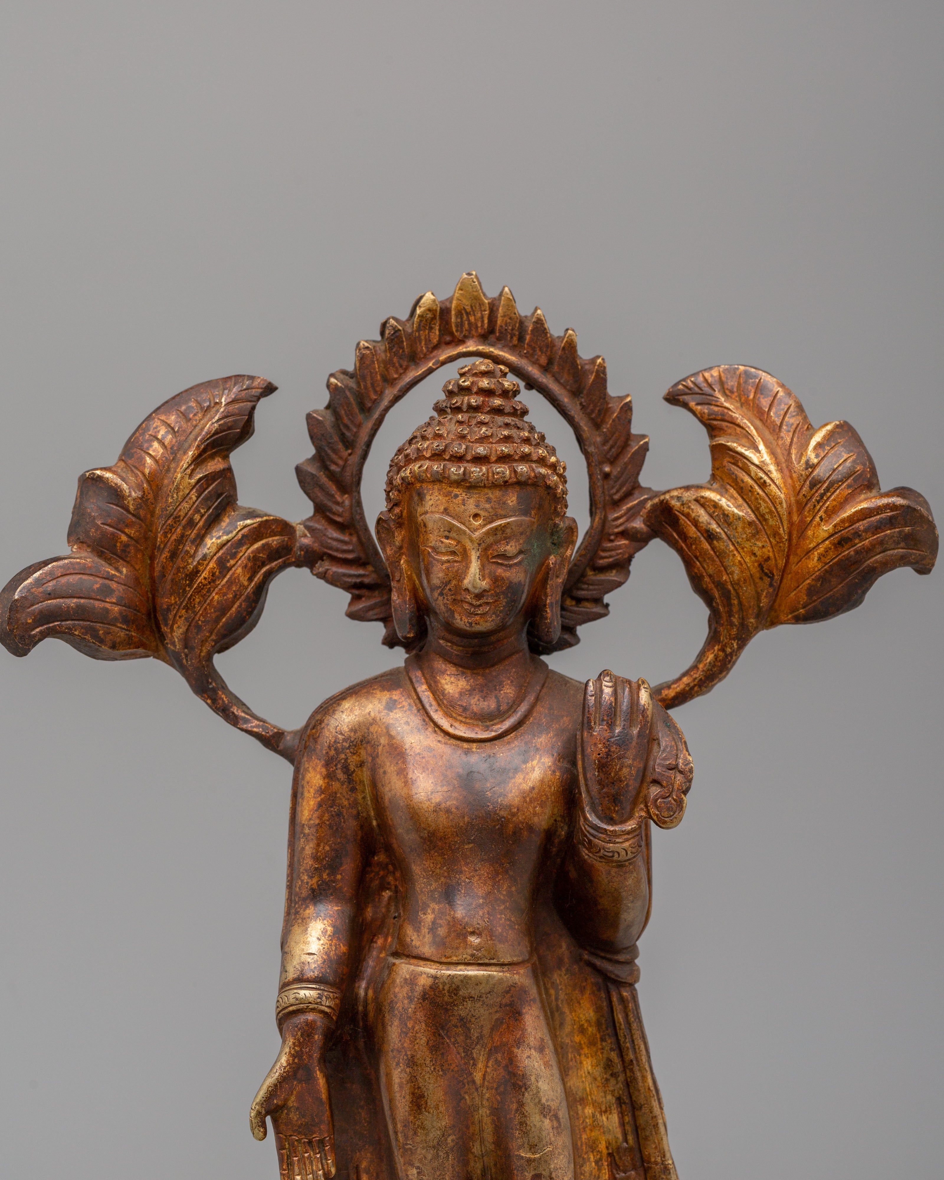 Tibetan Altar Dipankara Buddha Statue | Handcrafted Copper Art