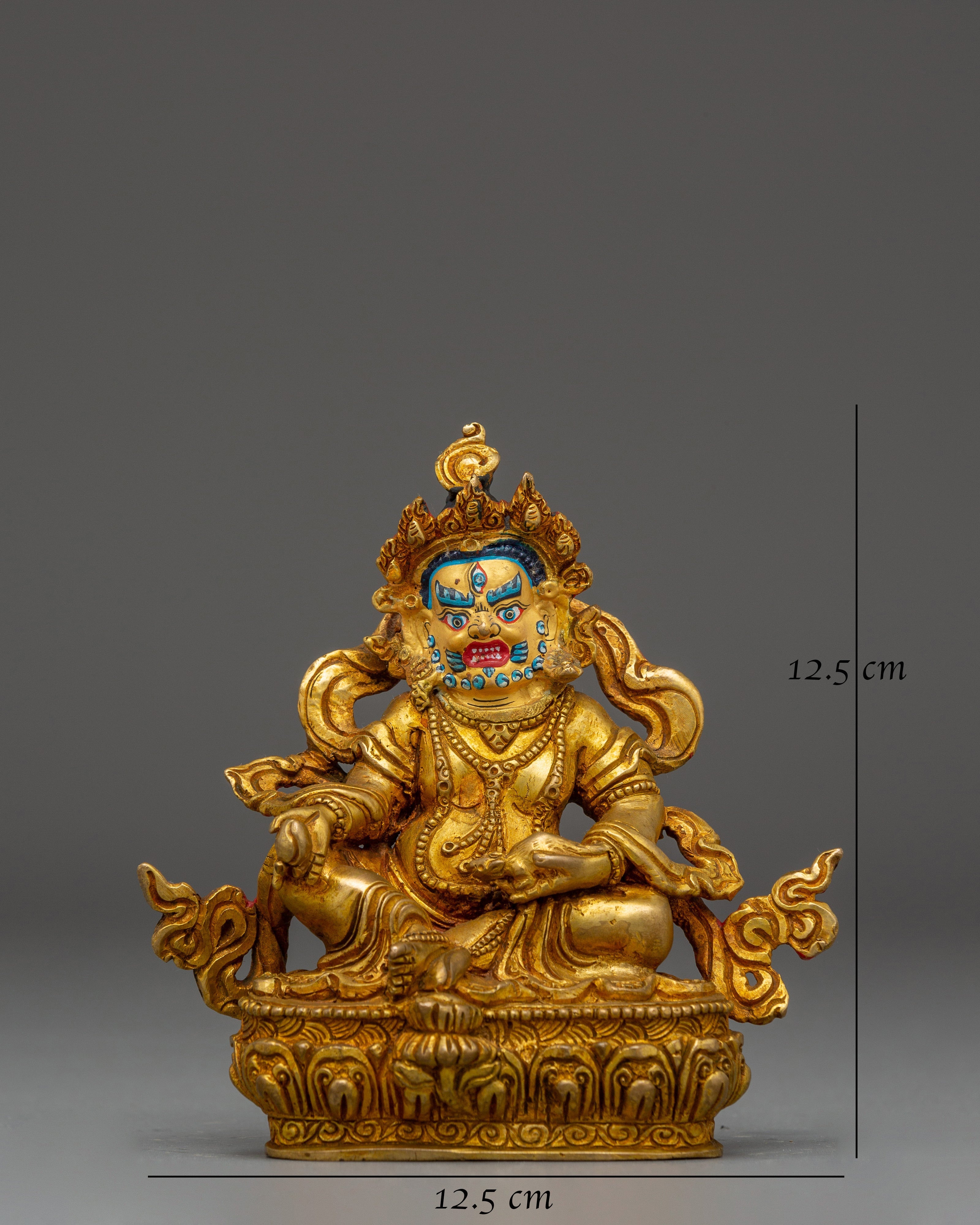 Sacred Dzambala Statue for Abundance | Copper Body, Gold Gilded, Acrylic Color