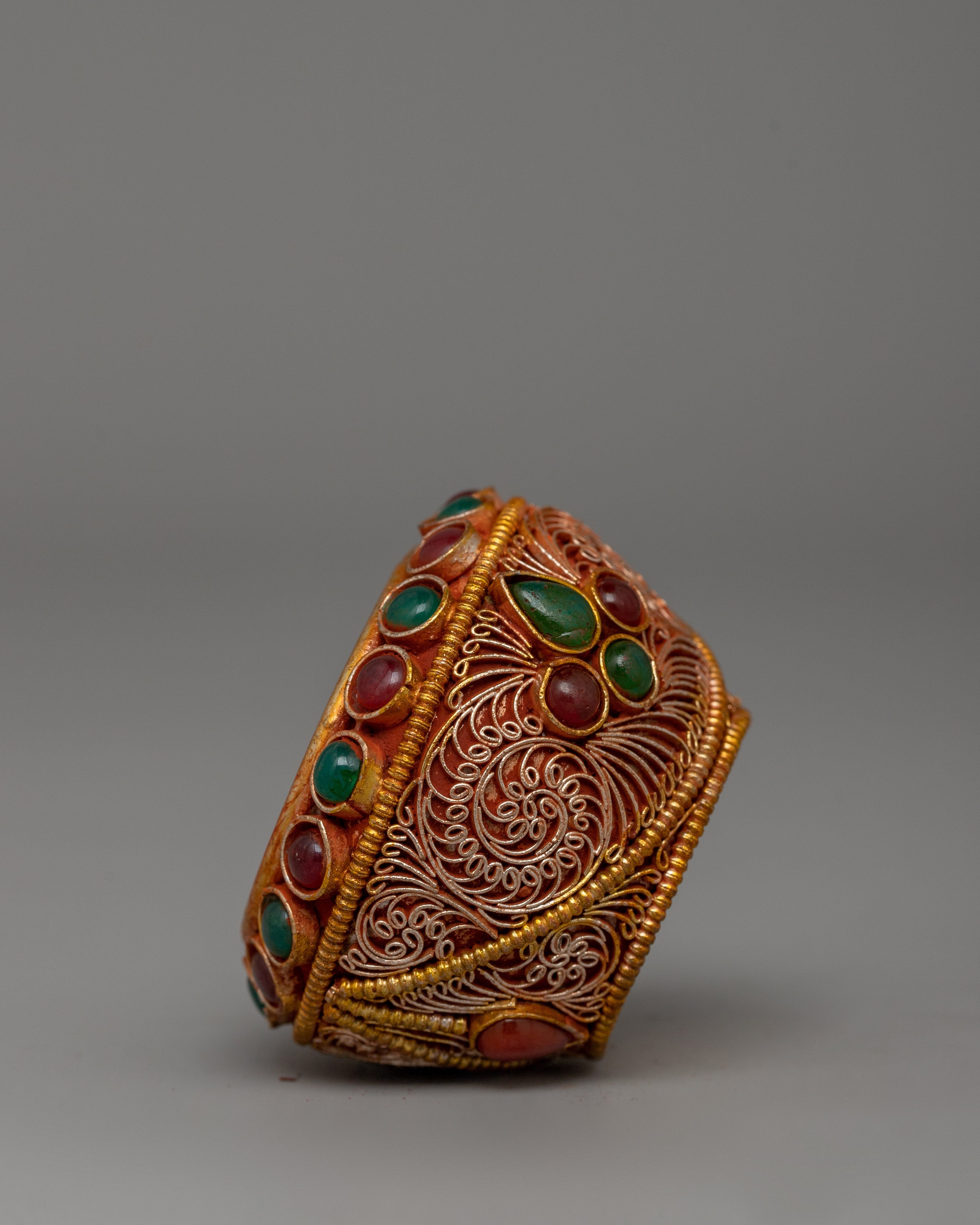 Golpa with Beautiful Stones | Sacred Alms Bowl for Ceremonies