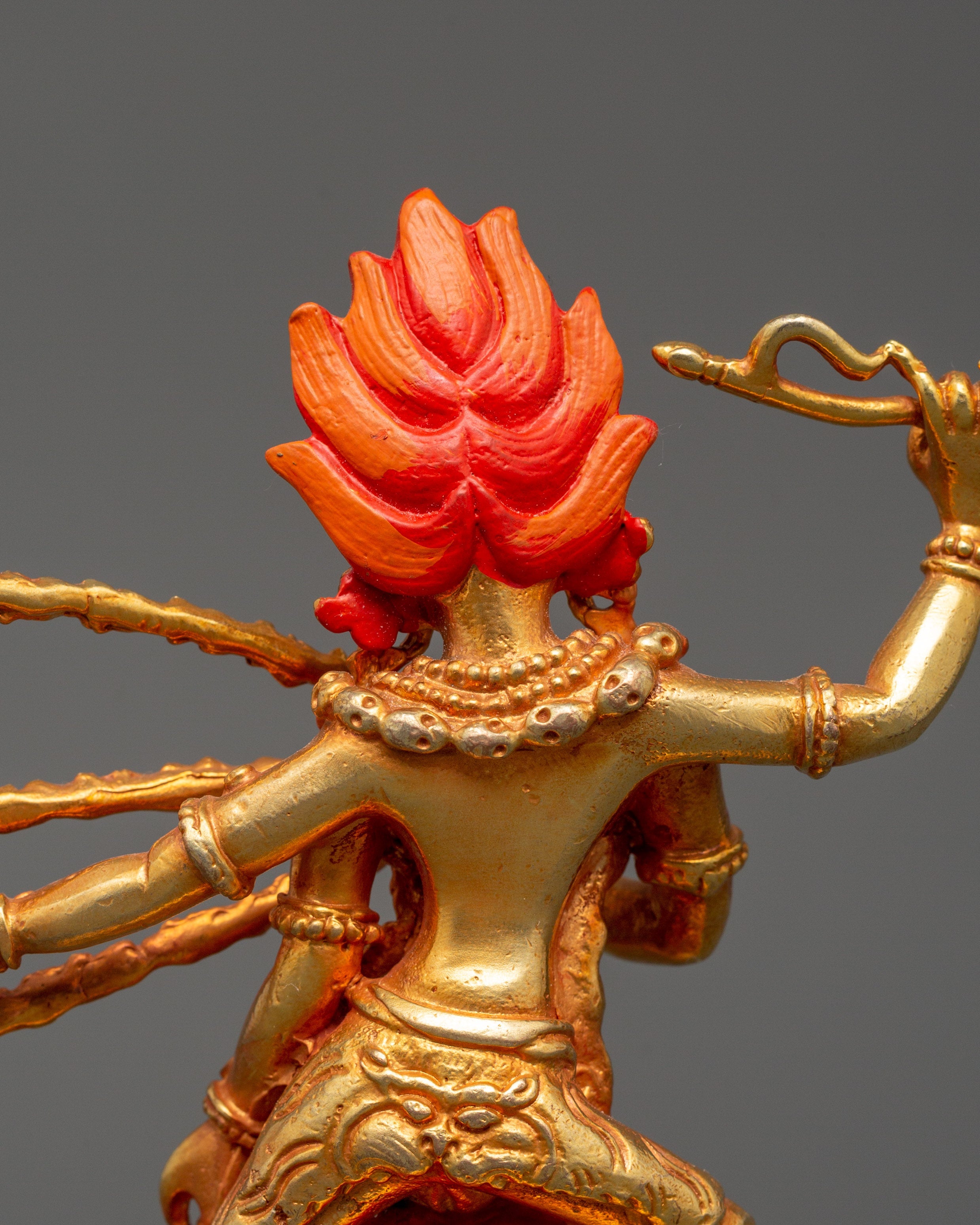 Semi-Wrathful Kurukulla Statue | Tibetan Sculpture of Dakini Red Tara