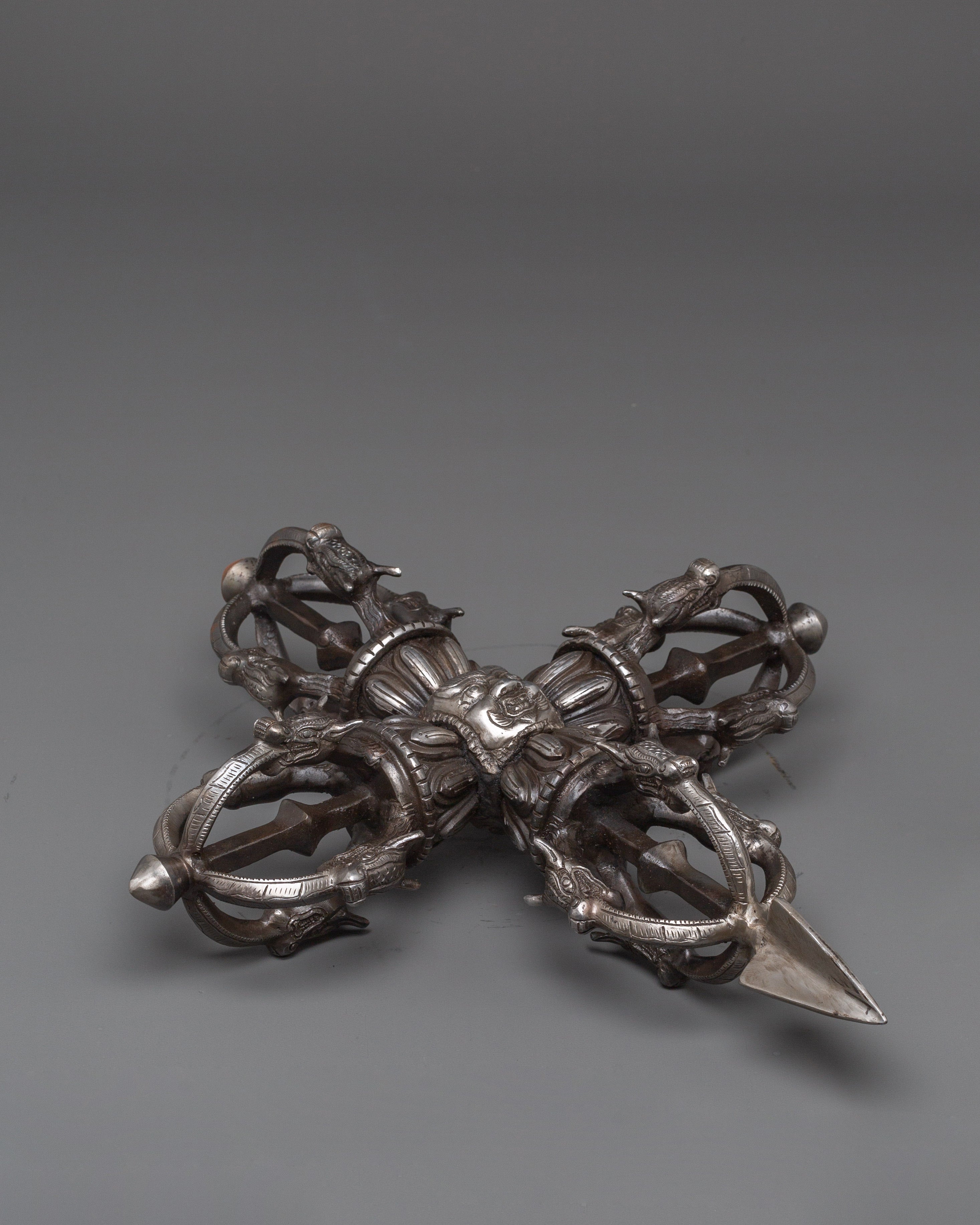Sacred Tibetan Bishwo Vajra | Powerful Ironwork with Turquoise & Coral Stones