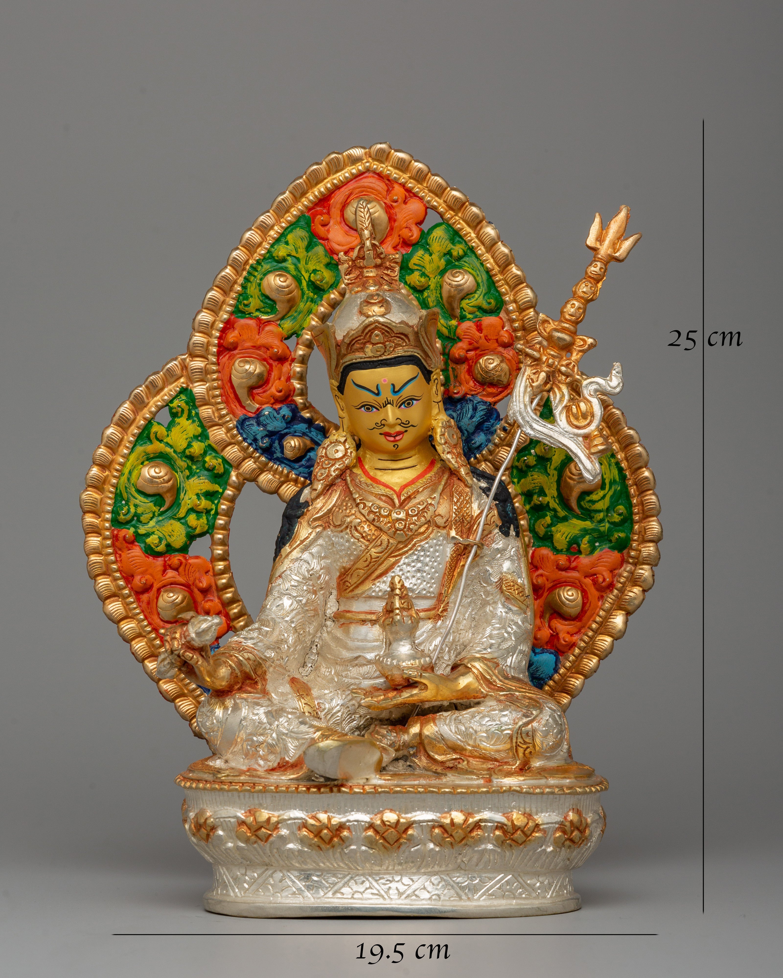 Guru Rinpoche with Sacred Beautiful Halo Statue | Lotus Born Buddhist Master