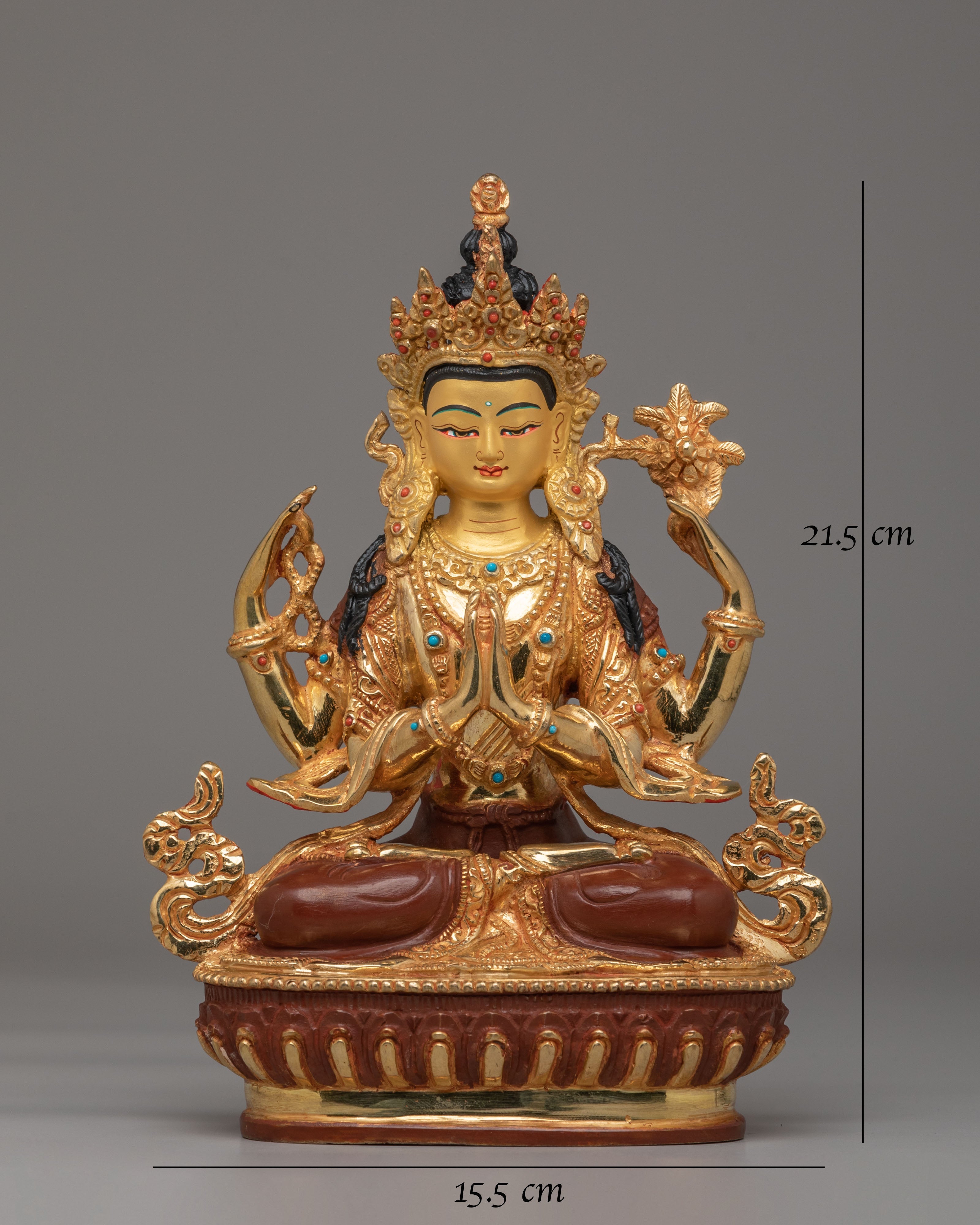 Ceremonial Chenrezig Shrine Sculpture | Tibetan Avalokiteshvara Deity