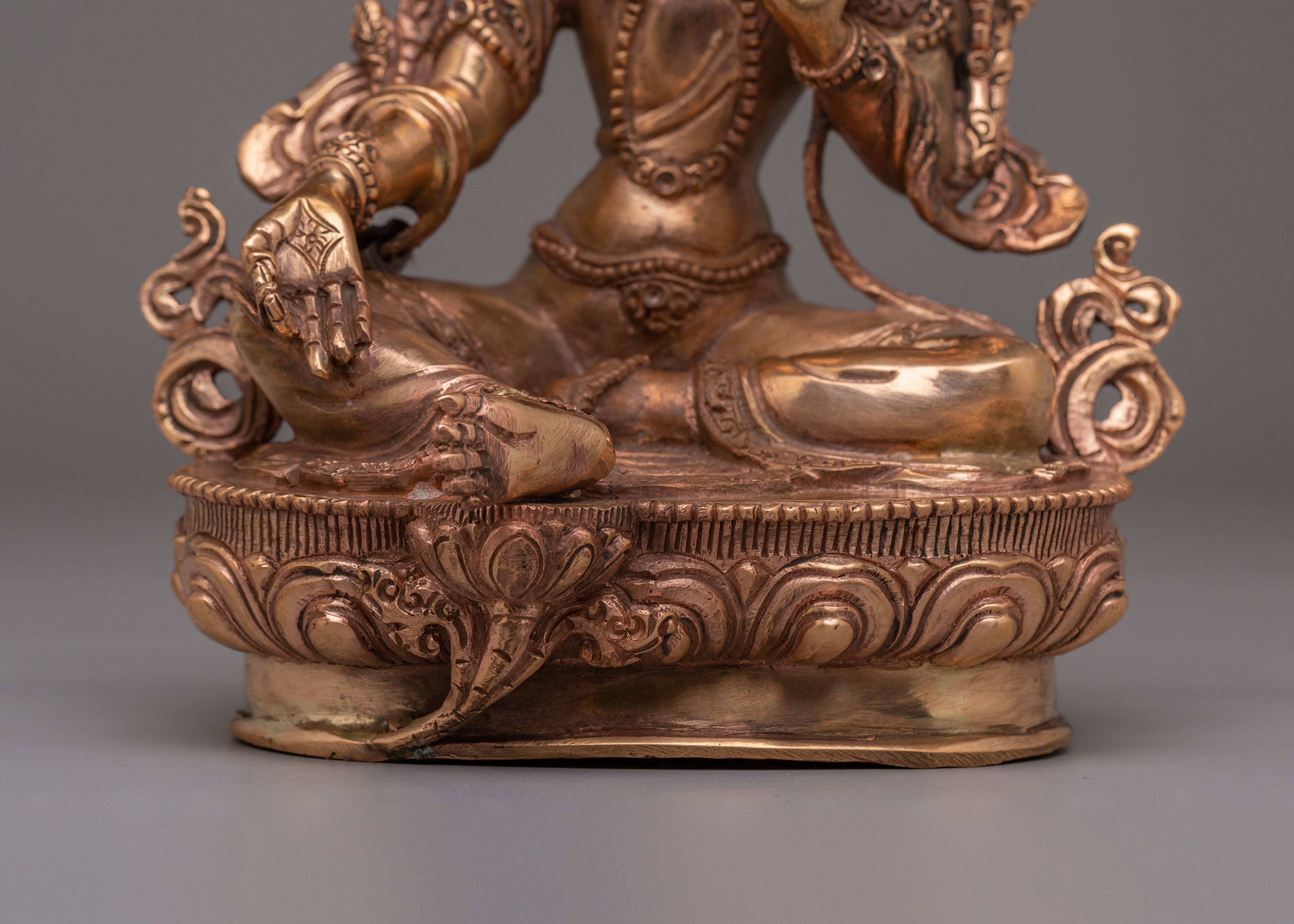 Handcrafted Sacred Green Tara Statue: Embodiment of Compassion