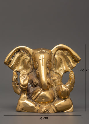 Brass Elephant Head Deity Ganesha Statue | Hindu Deity Decor for Prosperity & Good Luck