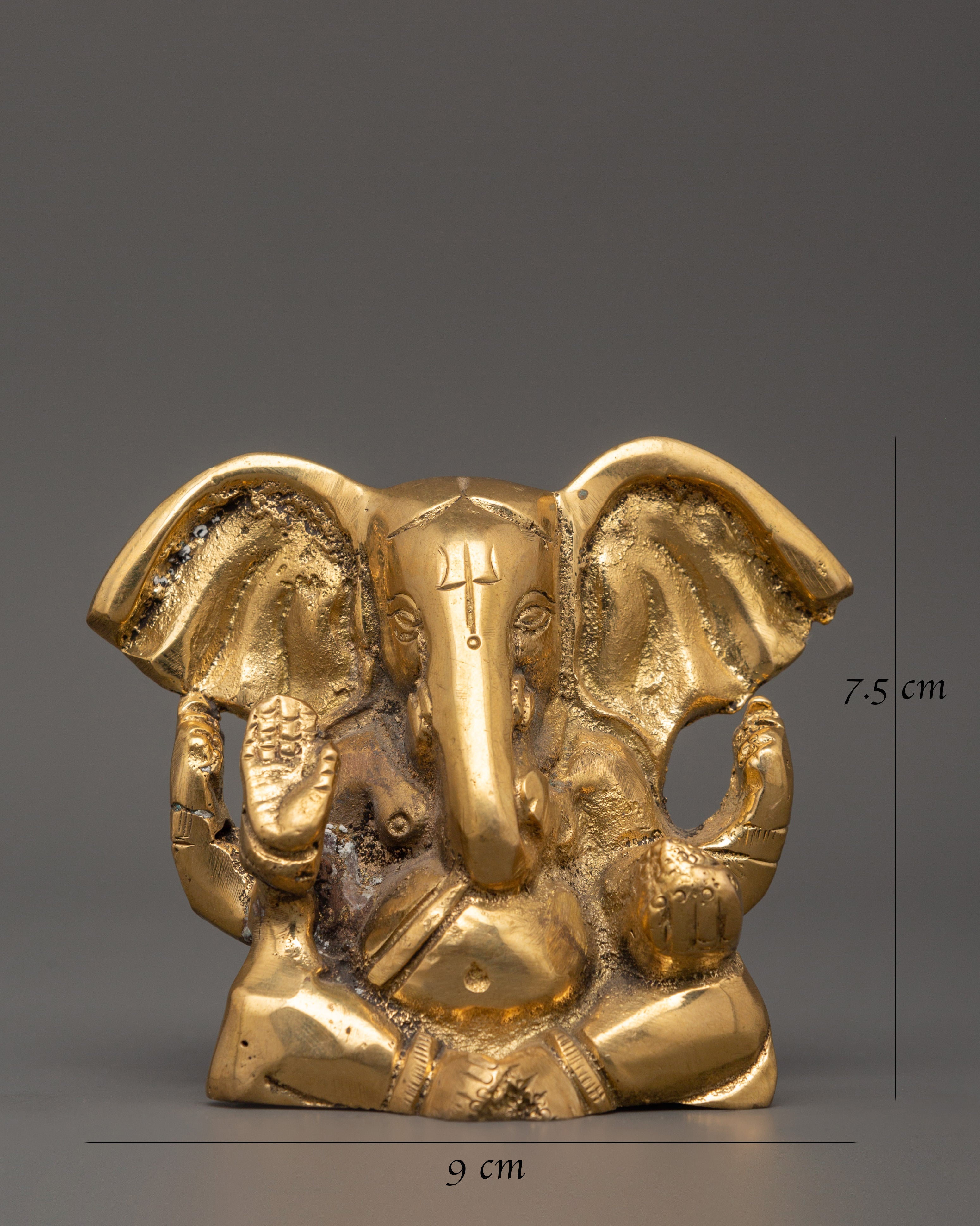 Brass Elephant Head Deity Ganesha Statue | Hindu Deity Decor for Prosperity & Good Luck