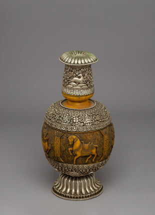 Hand-carved Copper Flower Vase | Elegant Home & Shrine Decor