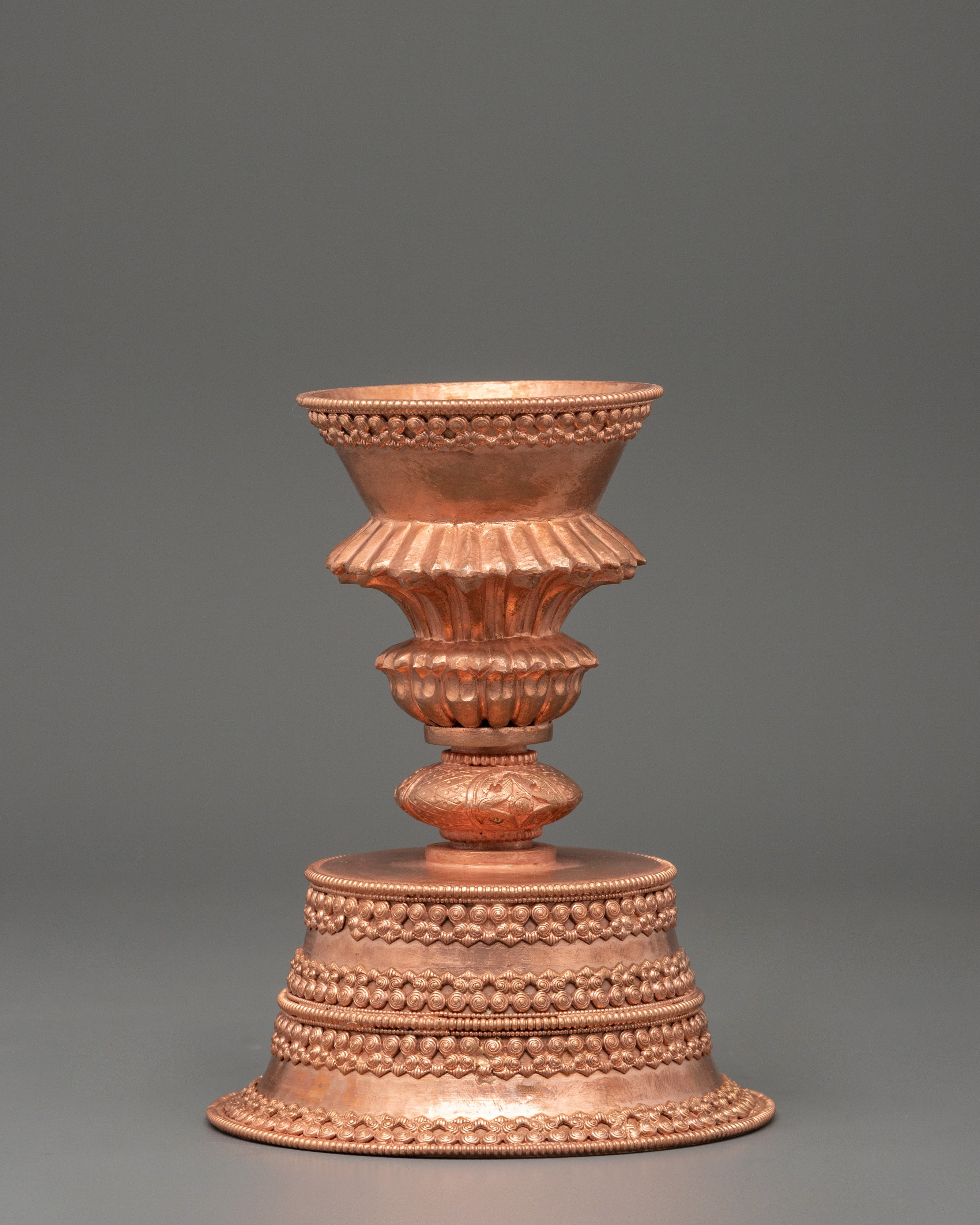 Copper Butter Lamp for Dharma | Sacred Buddhist Offering