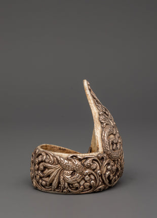 Handcrafted Conch Shell & Pure Silver Bangle | Traditional Artisan Jewelry