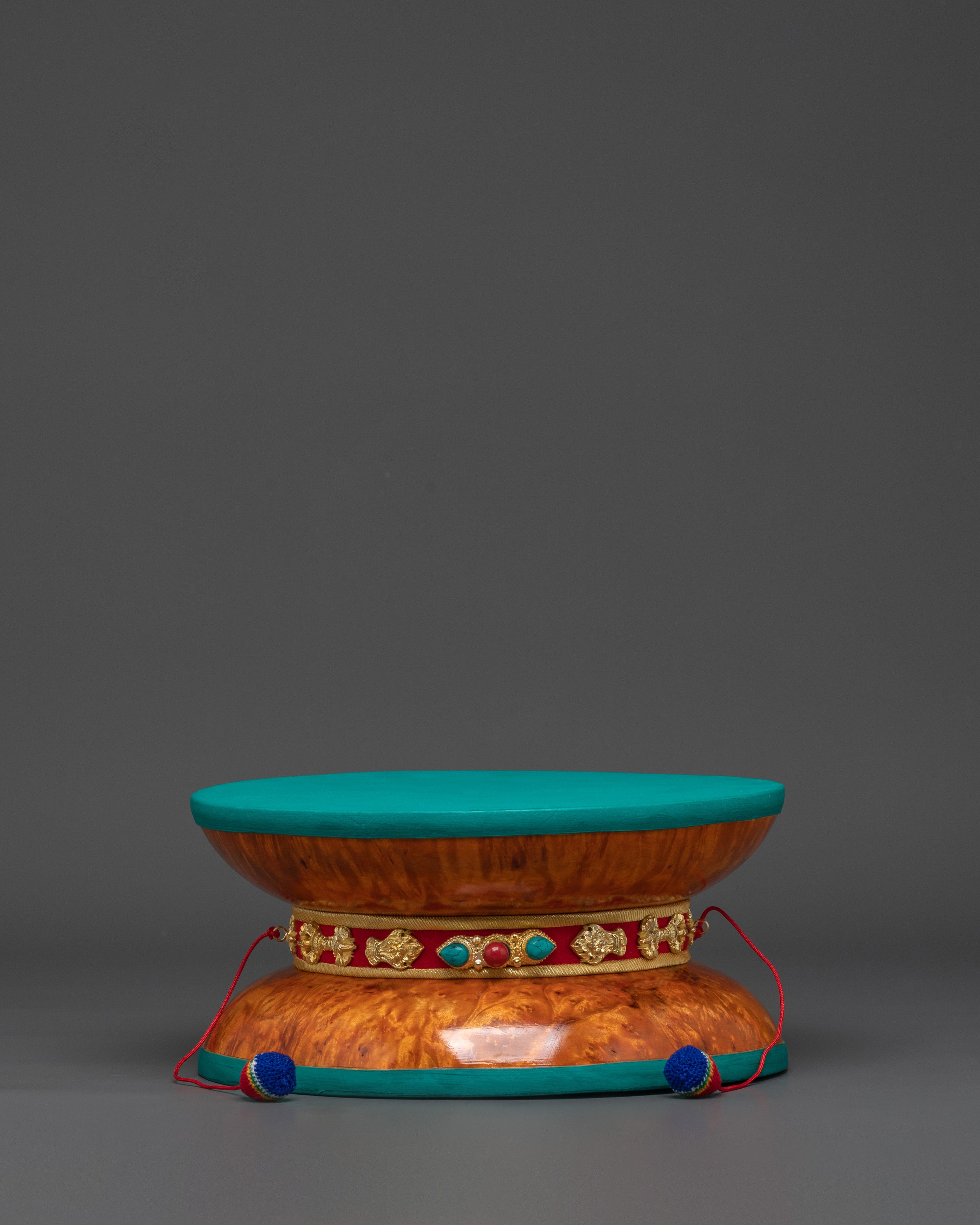 Tibetan Damaru Drum with Silk Tail | Chod Ritual Drum in Bhutanese Woo