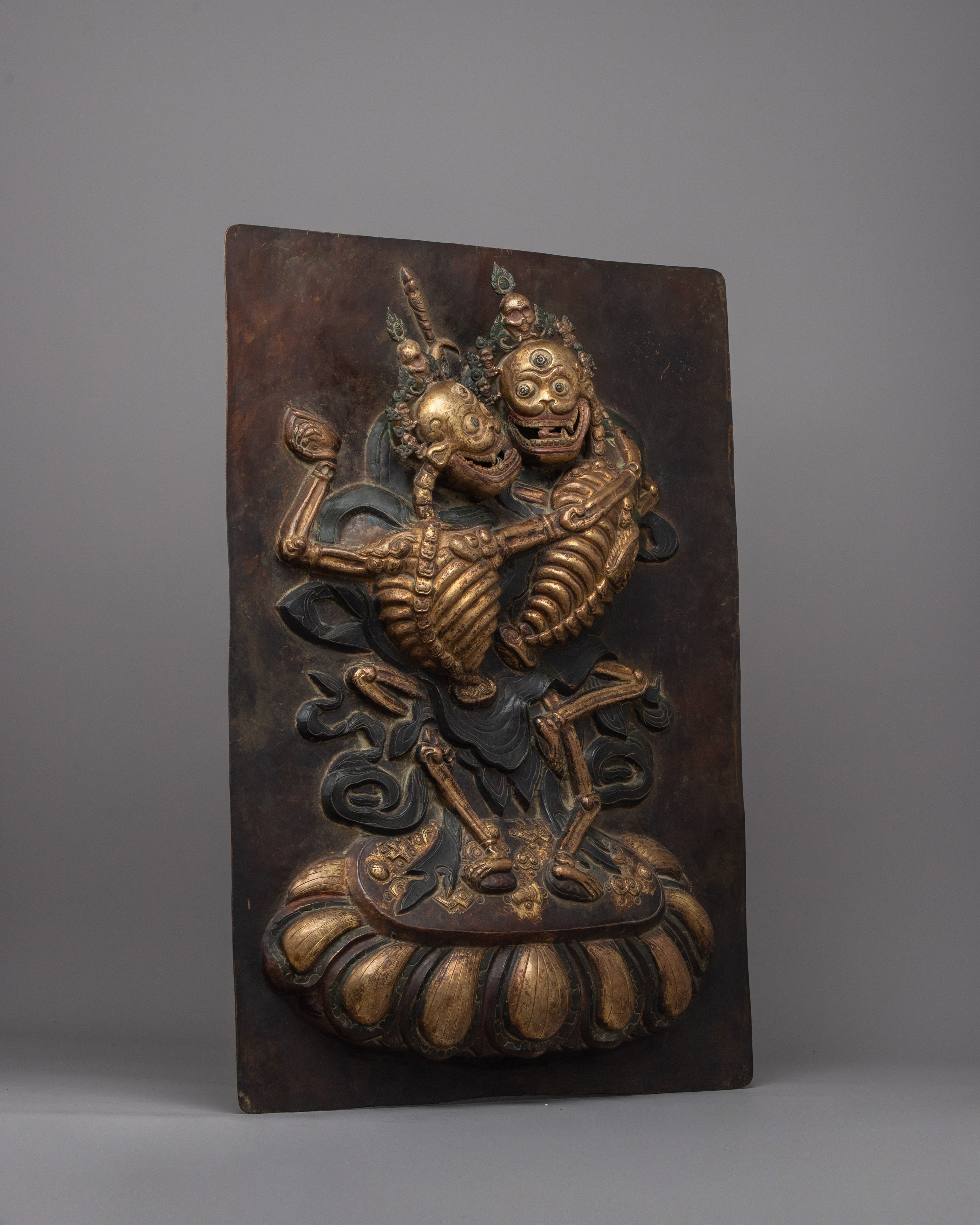 Tibetan Citipati Wall Hanging | Sacred Decor Shrine of Impermanence and Spiritual Protection