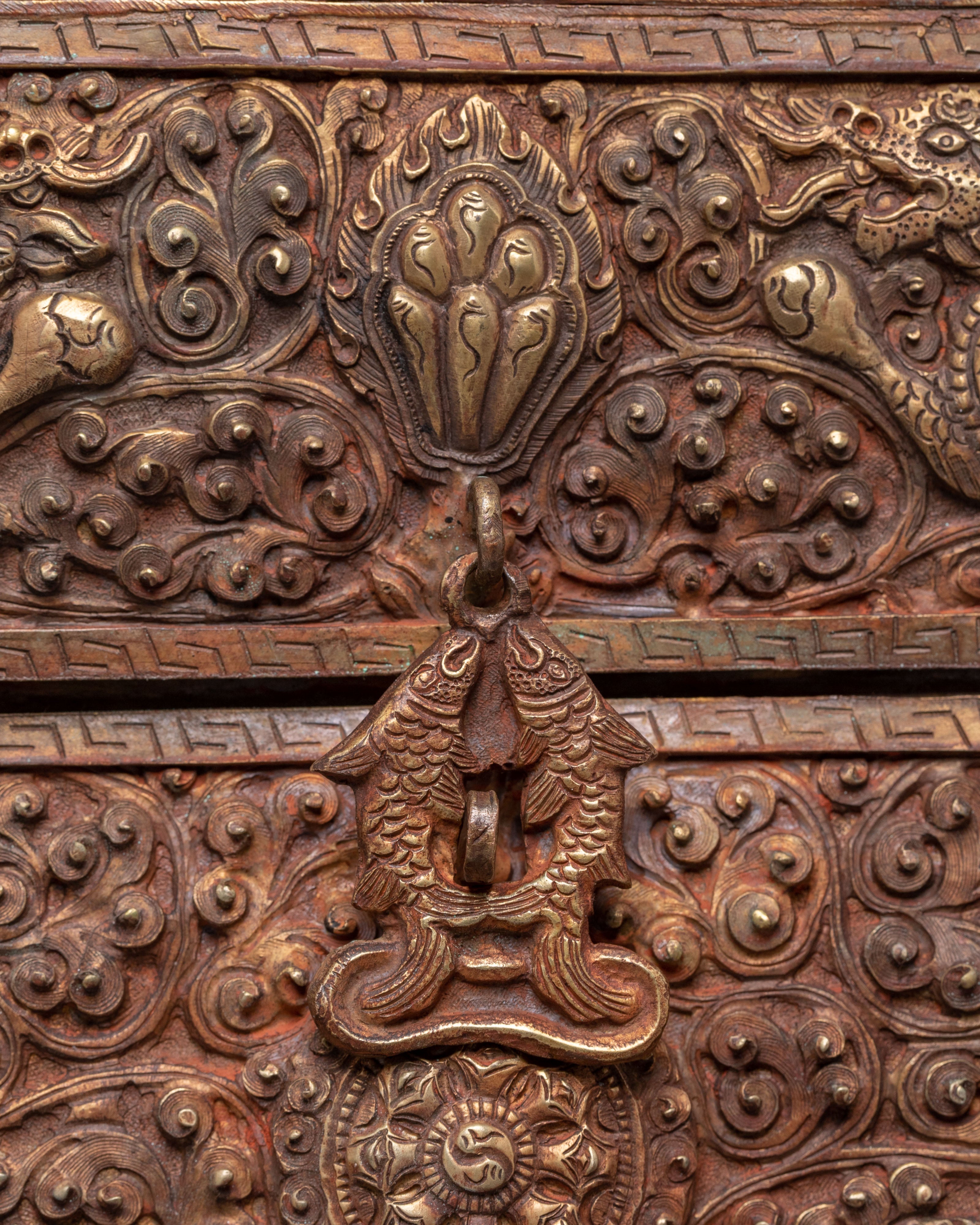 Handmade Tibetan Box | Dragon and Elephant Motifs