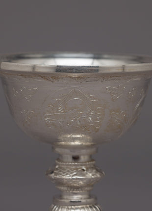 Decorative Silver Butter Lamp | Handcrafted Offering Lamp for Home