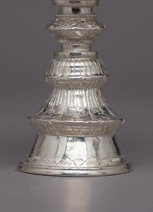 Decorative Silver Butter Lamp | Handcrafted Offering Lamp for Home