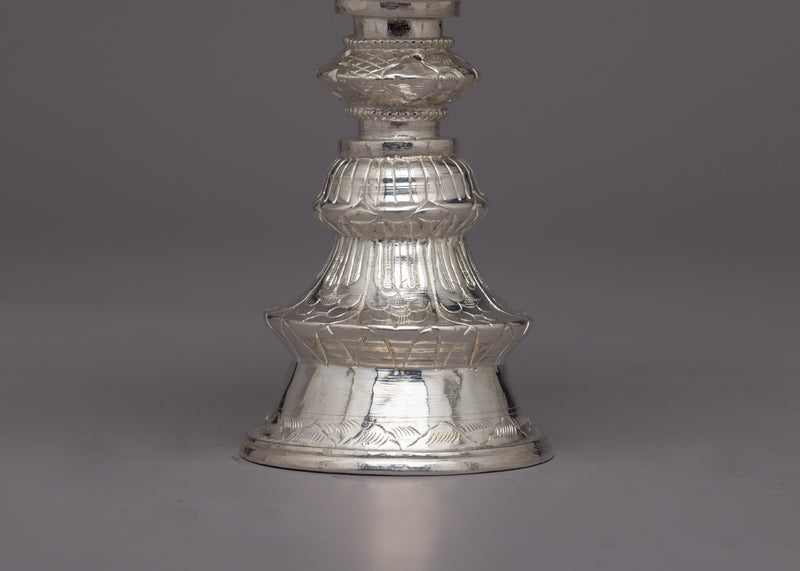 Decorative Silver Butter Lamp | Handcrafted Offering Lamp for Home