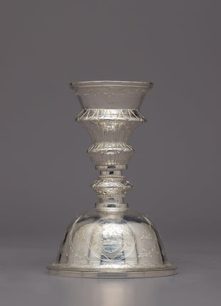 Decorative Silver Butter Lamp | Handcrafted Offering Lamp for Home
