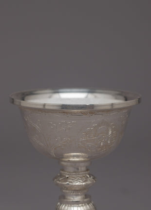 Decorative Silver Butter Lamp | Handcrafted Offering Lamp for Home