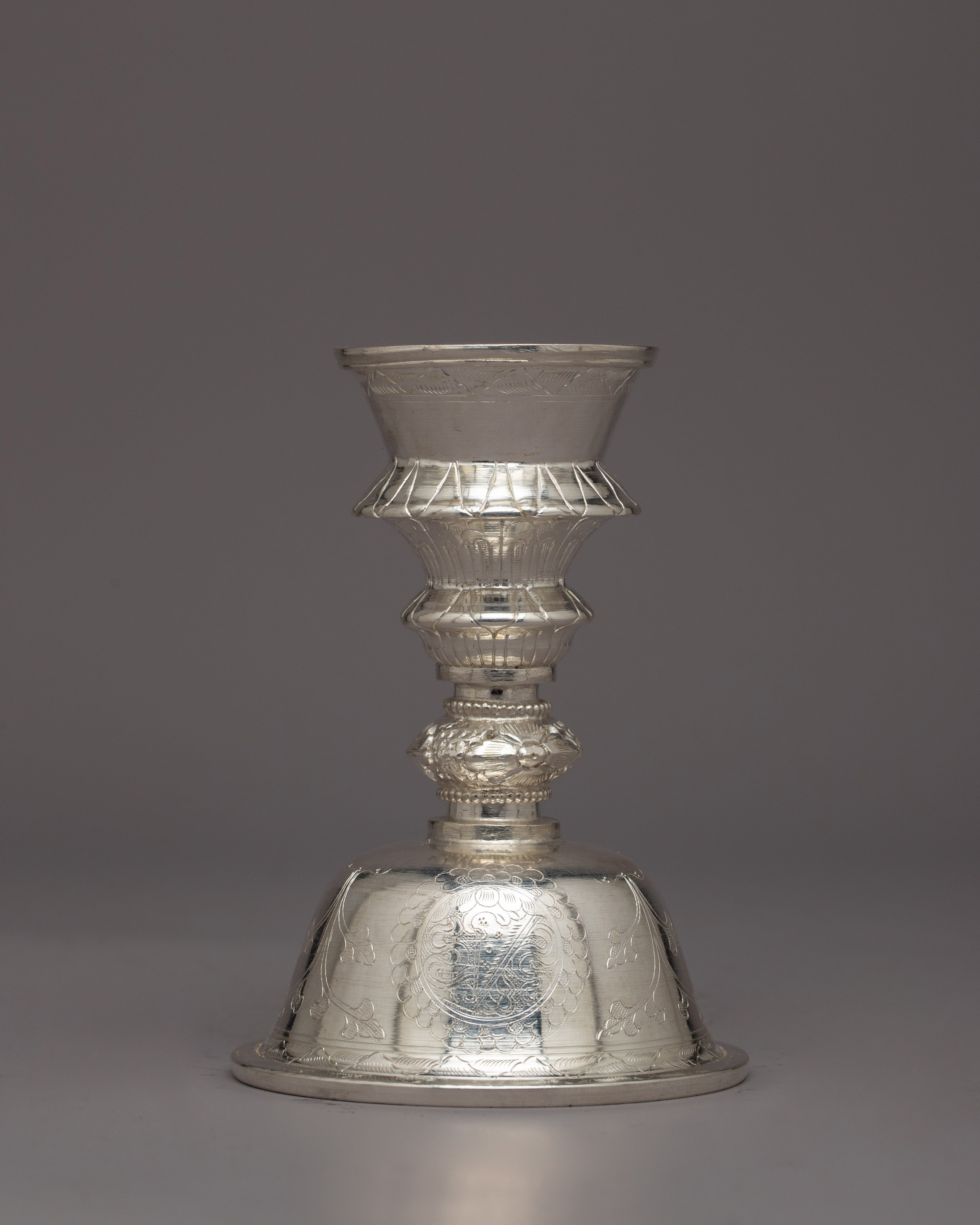 Tibetan Butter Lamp Silver | Artisan Craft for Home Altar and Ritual