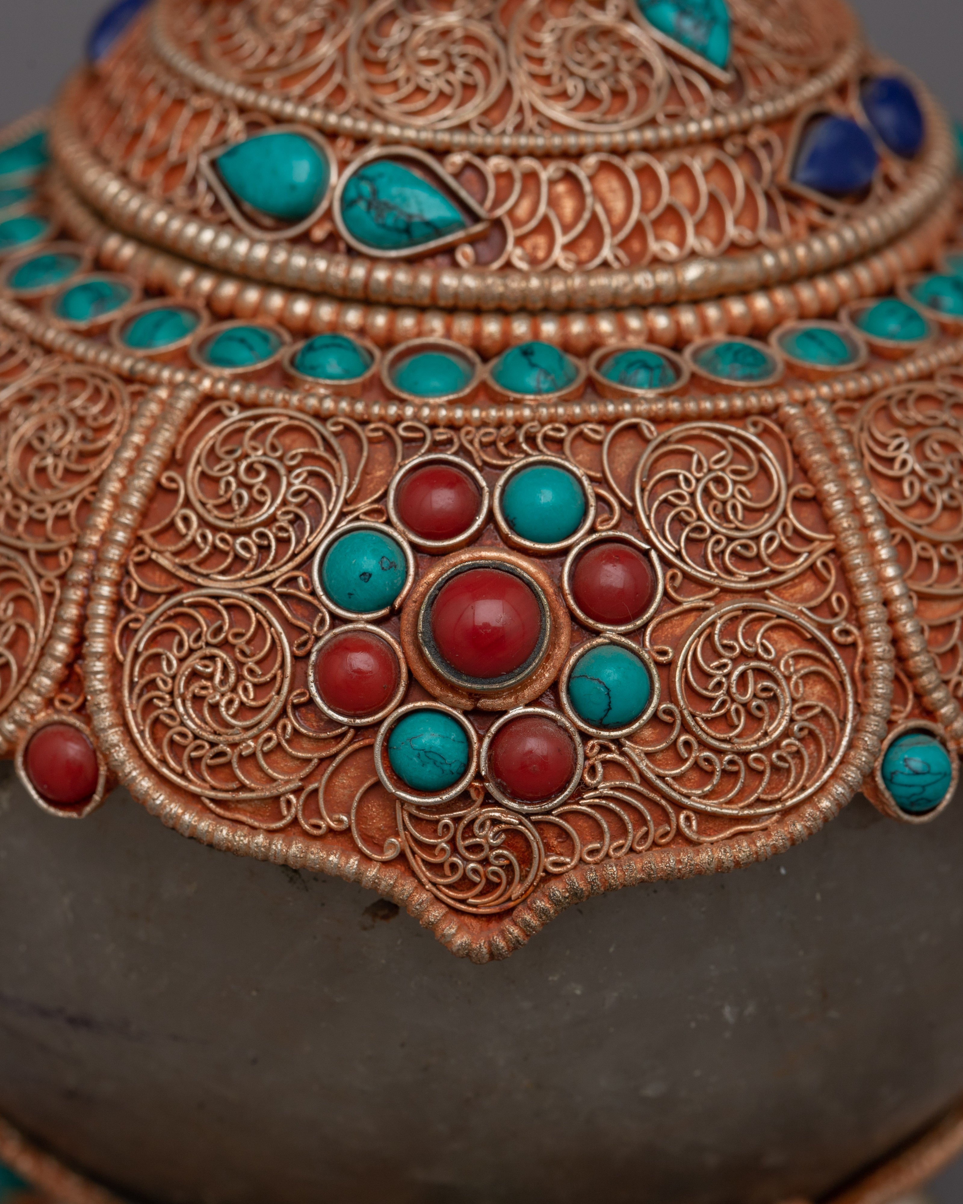 Exquisite Tibetan Rice Pot | Sacred Copper Pot for Spiritual Ceremonies
